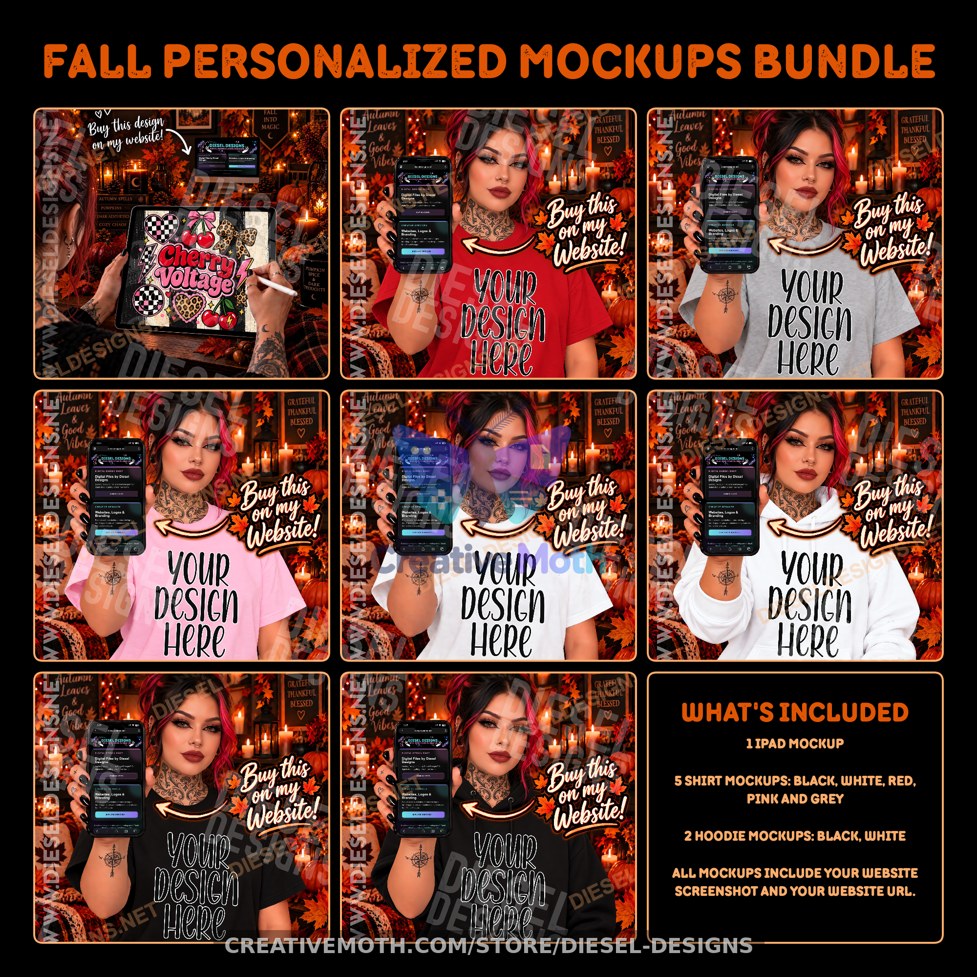 Fall Personalized Mockup Bundle | 8 Custom Business Shirt, Hoodie & iPad Mockups preview image