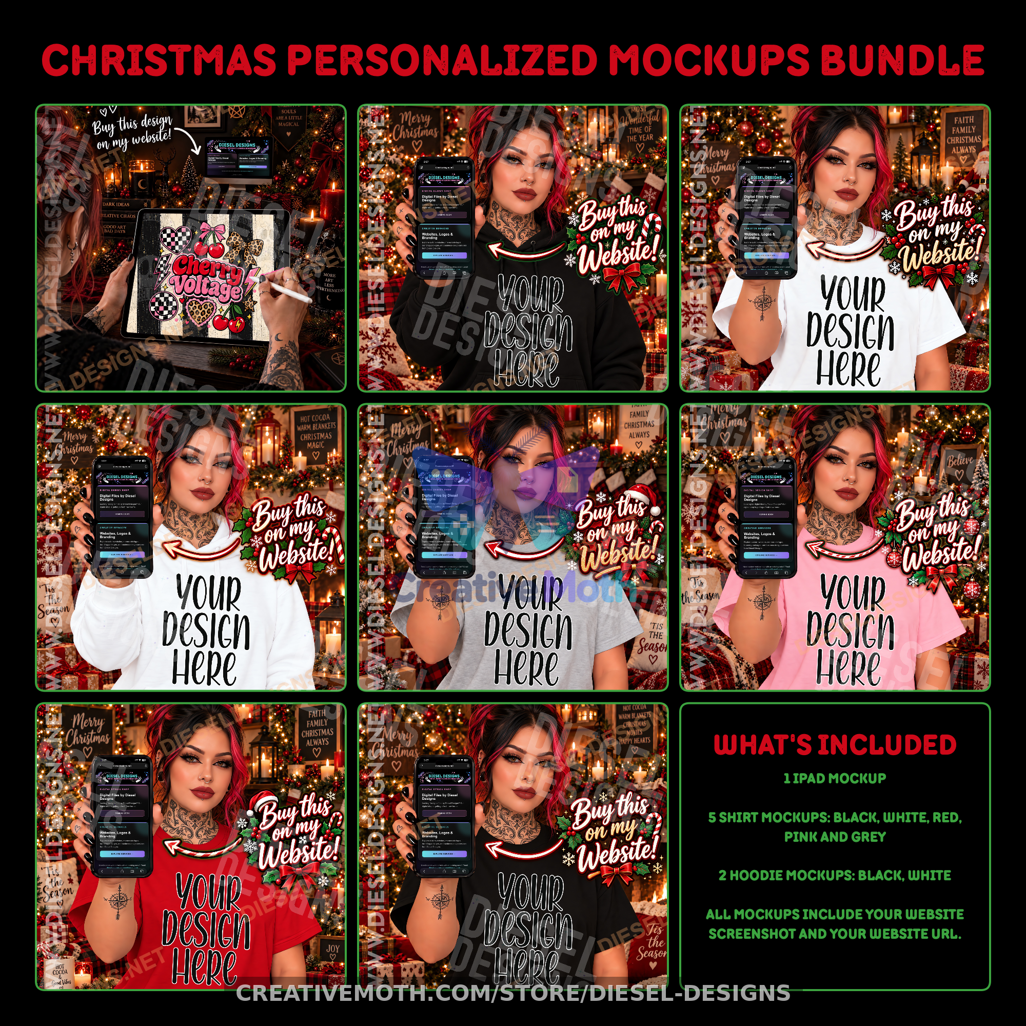 Christmas Personalized Mockup Bundle | 8 Custom Business Shirt, Hoodie & iPad Mockups preview image