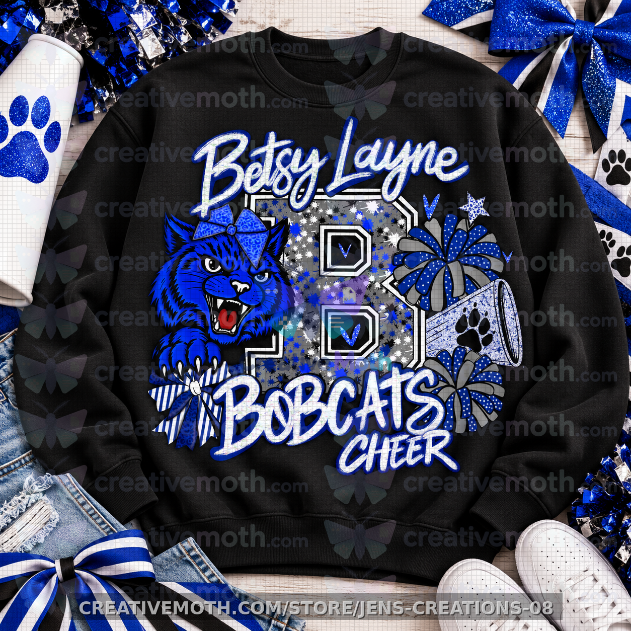 Custom Cheerleading Design | Personalized School Mascot Cheer PNG | Cheer Mom & Team Spirit Design | School Colors | Digital Download preview image