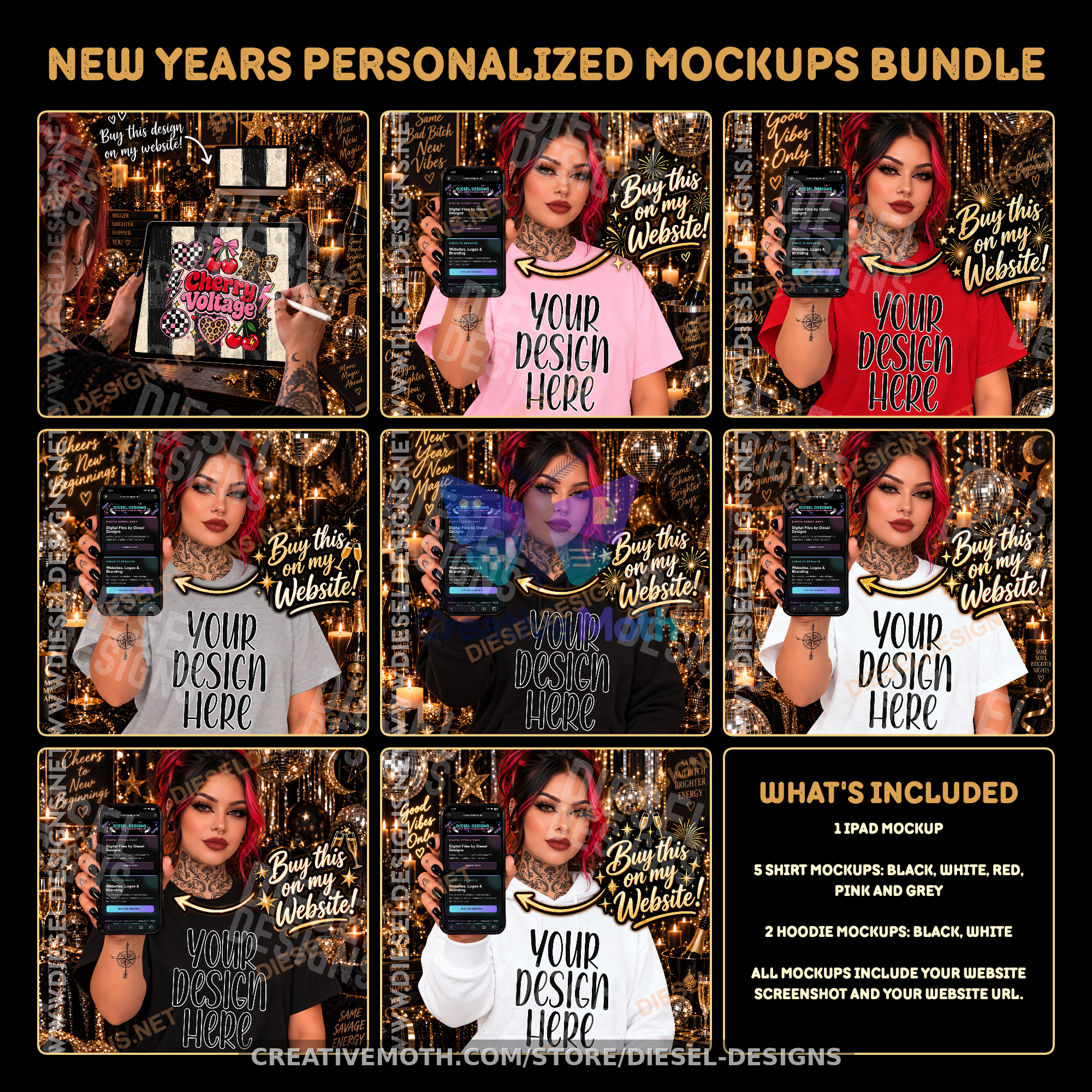 New Year’s Personalized Mockup Bundle | 8 Custom Business Shirt, Hoodie & iPad Mockups preview image
