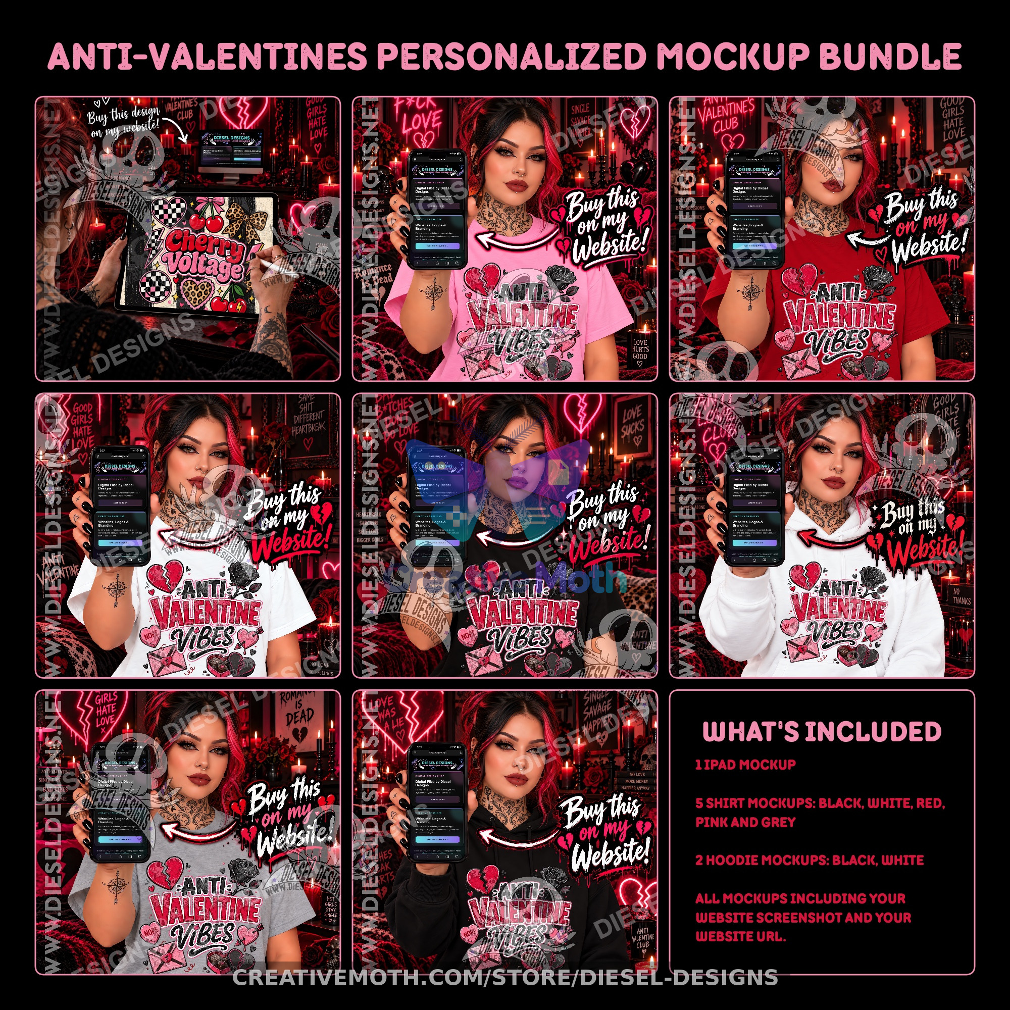 Anti-Valentine’s Personalized Mockup Bundle | 8 Custom Business Shirt, Hoodie & iPad Mockups preview image