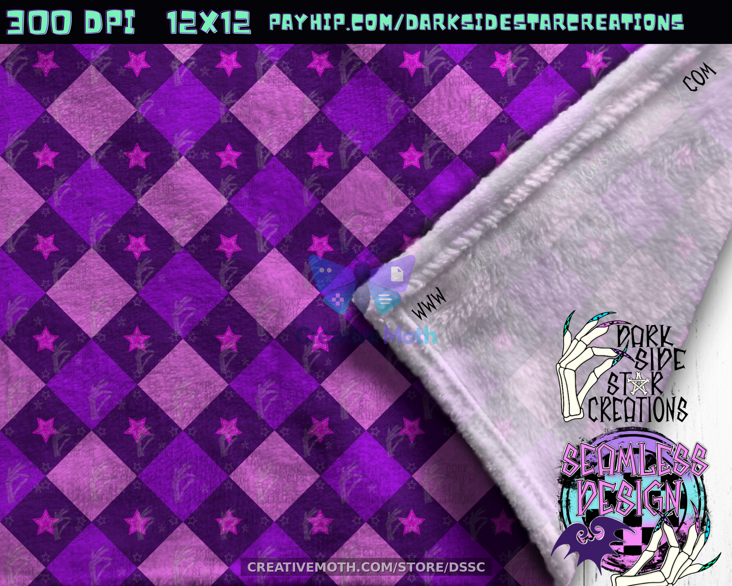 Purpley Pink Argyle Stars Seamless mock 2
