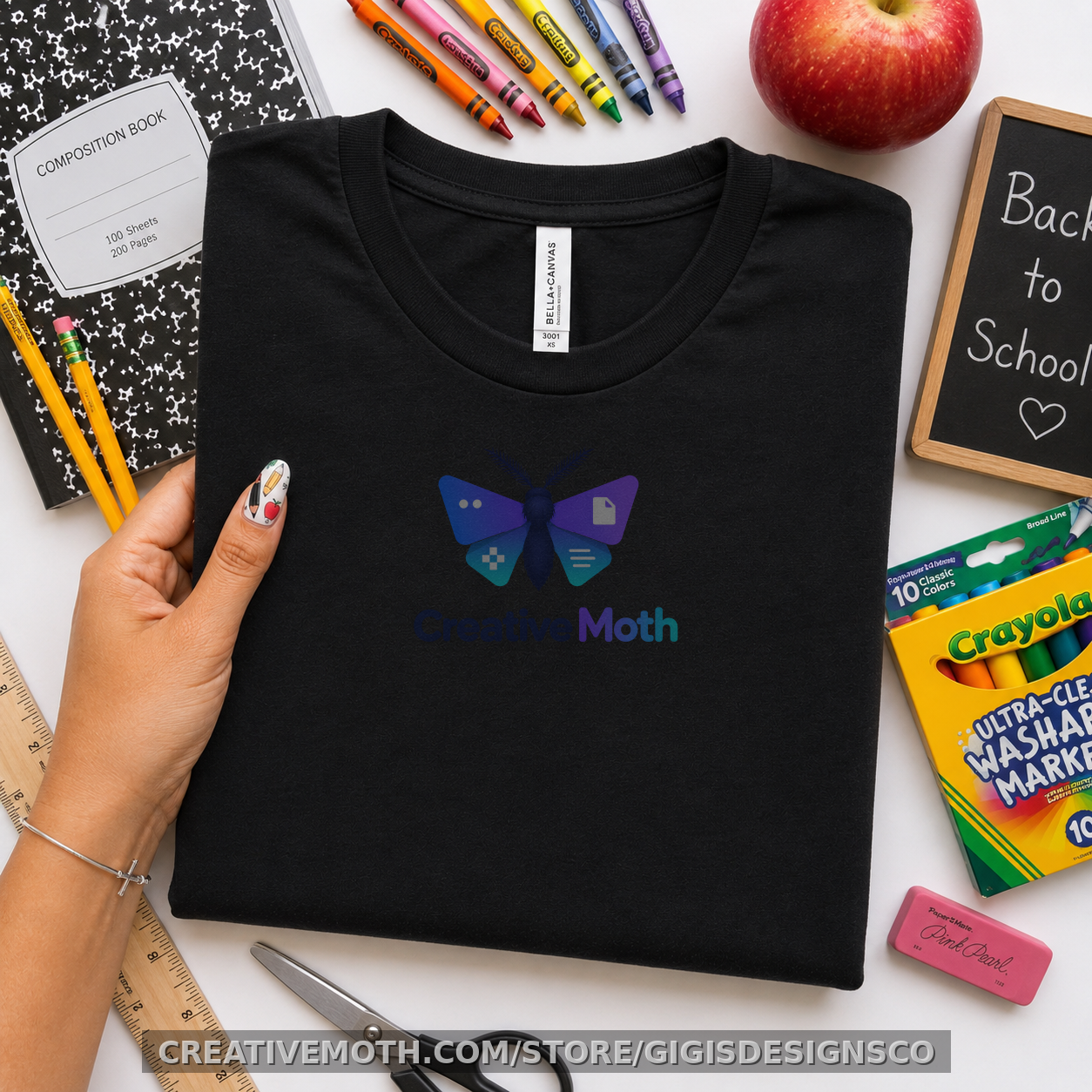 Back to School Black Flat Lay TShirt Mockup preview image