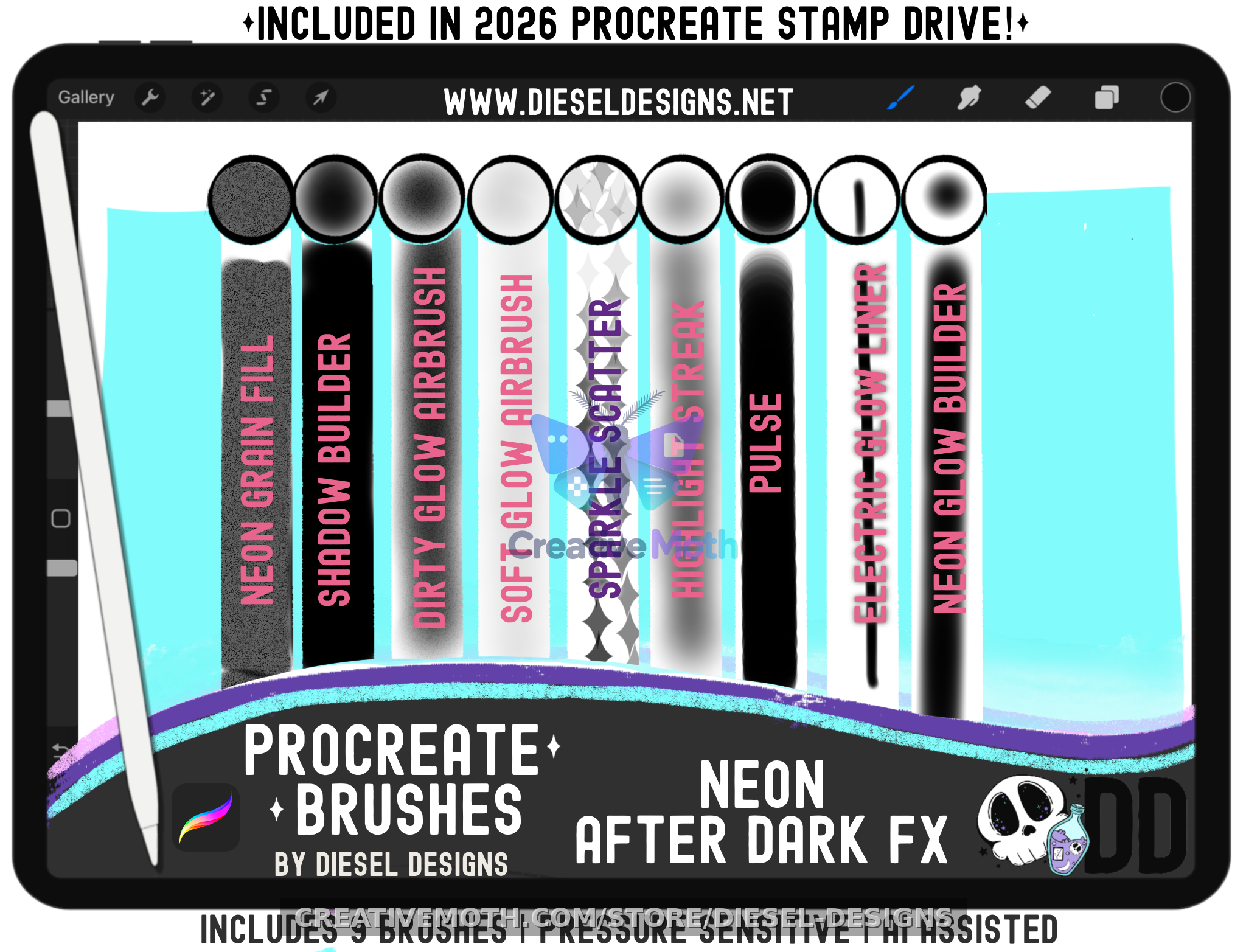 Neon After Dark FX Procreate Brush Set preview image