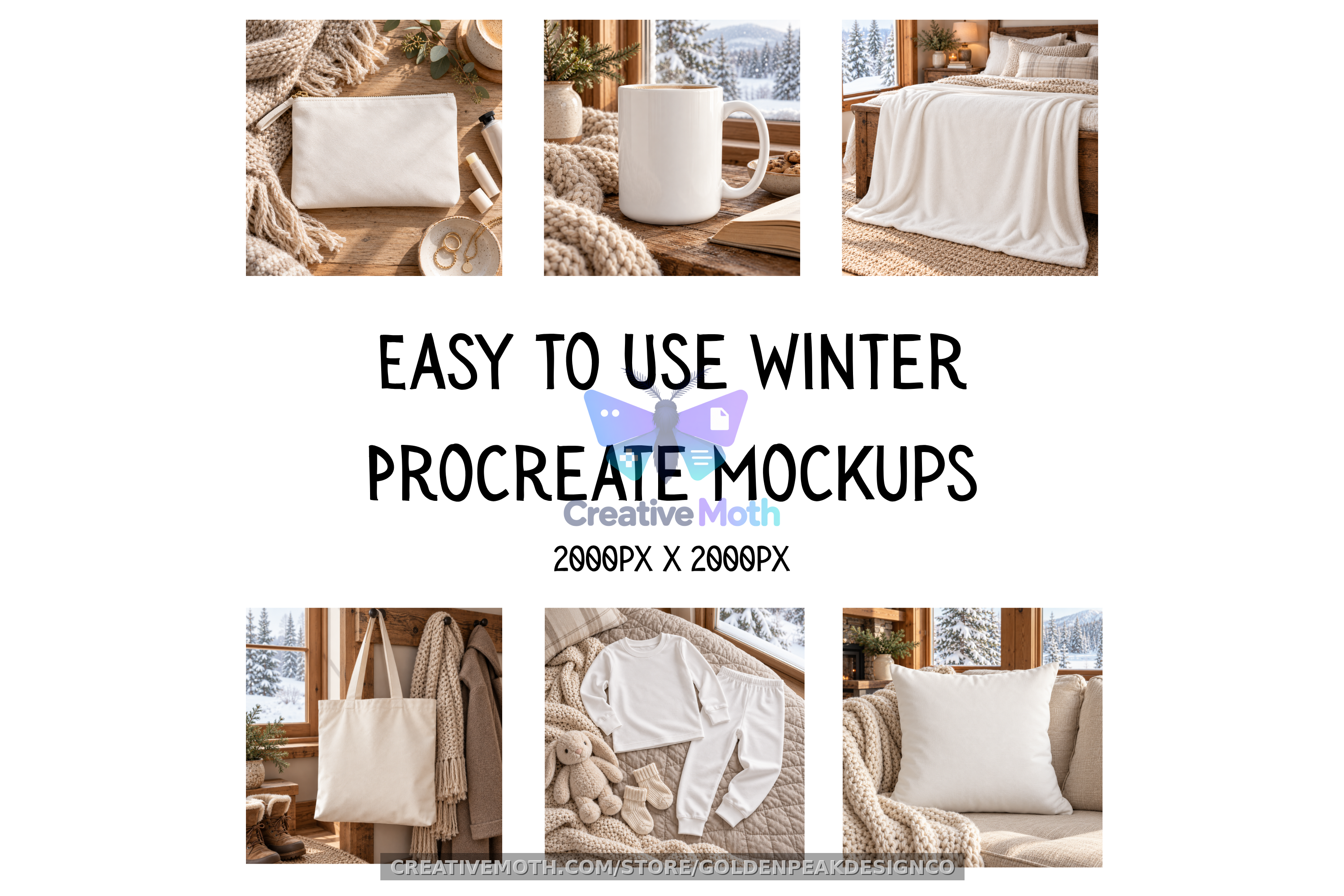 Cozy Winter Mockup Bundle | 6 Winter Lifestyle Mockups | Digital Product & Seamless Pattern Display preview image