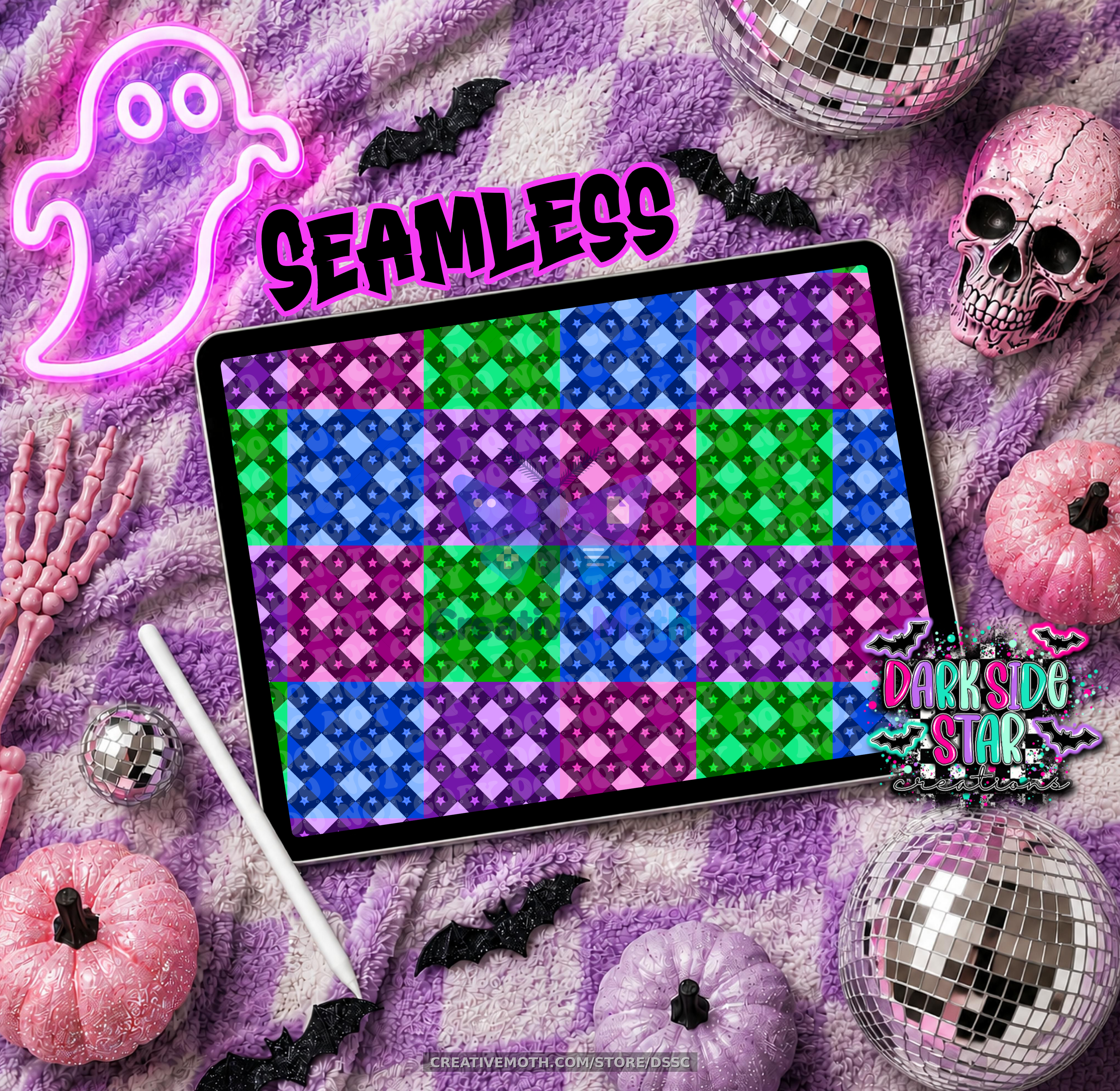 Argyle Stars Multi 12x12 300 DPI Seamless Design PNG preview image