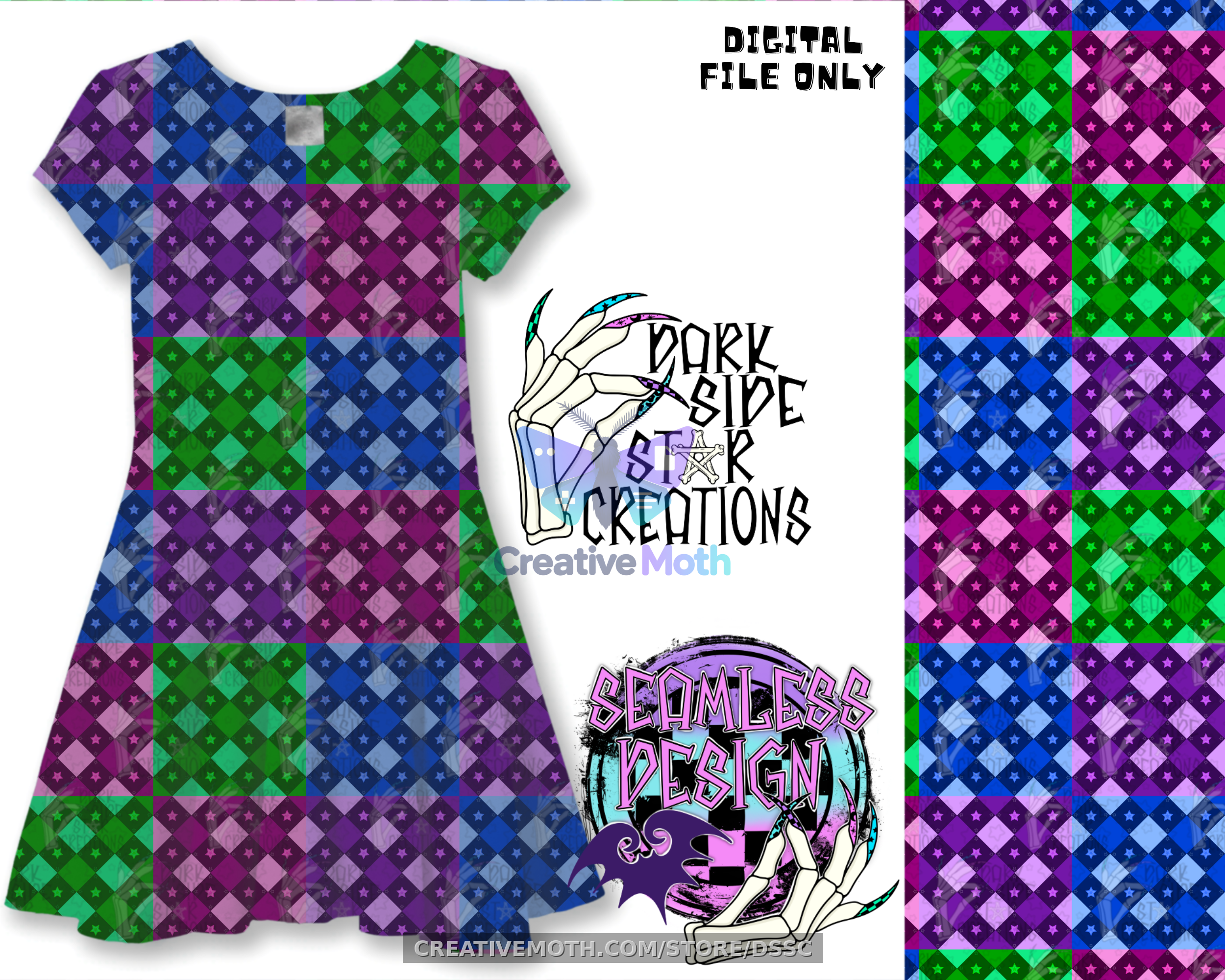Argyle Stars Multi Dress mock up