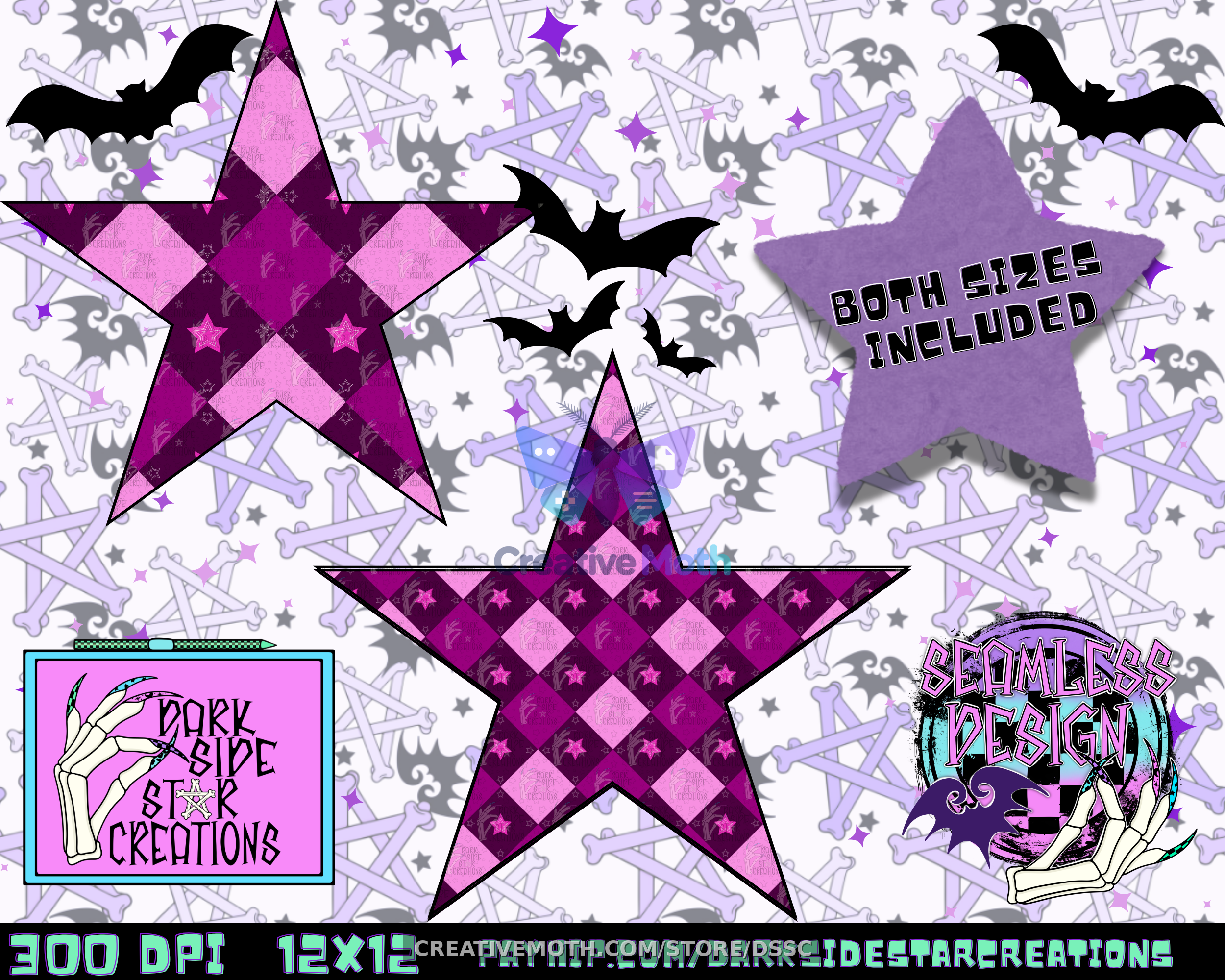 Argyle Stars Raspberry Both size