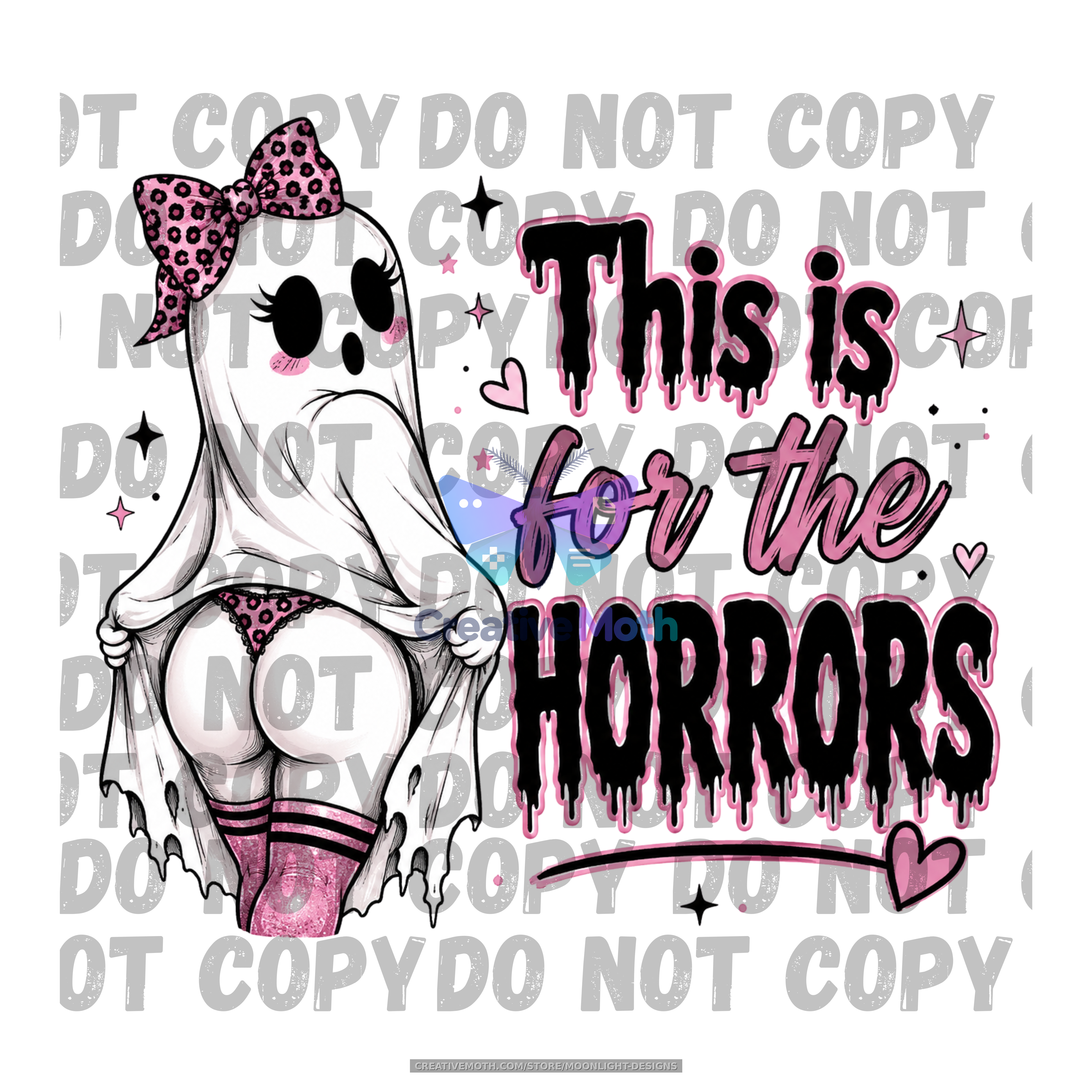 This Is for the Horrors PNG | Sassy Ghost Girl PNG | Funny Halloween Sublimation Design | Pink Coquette Ghost Digital Download preview image