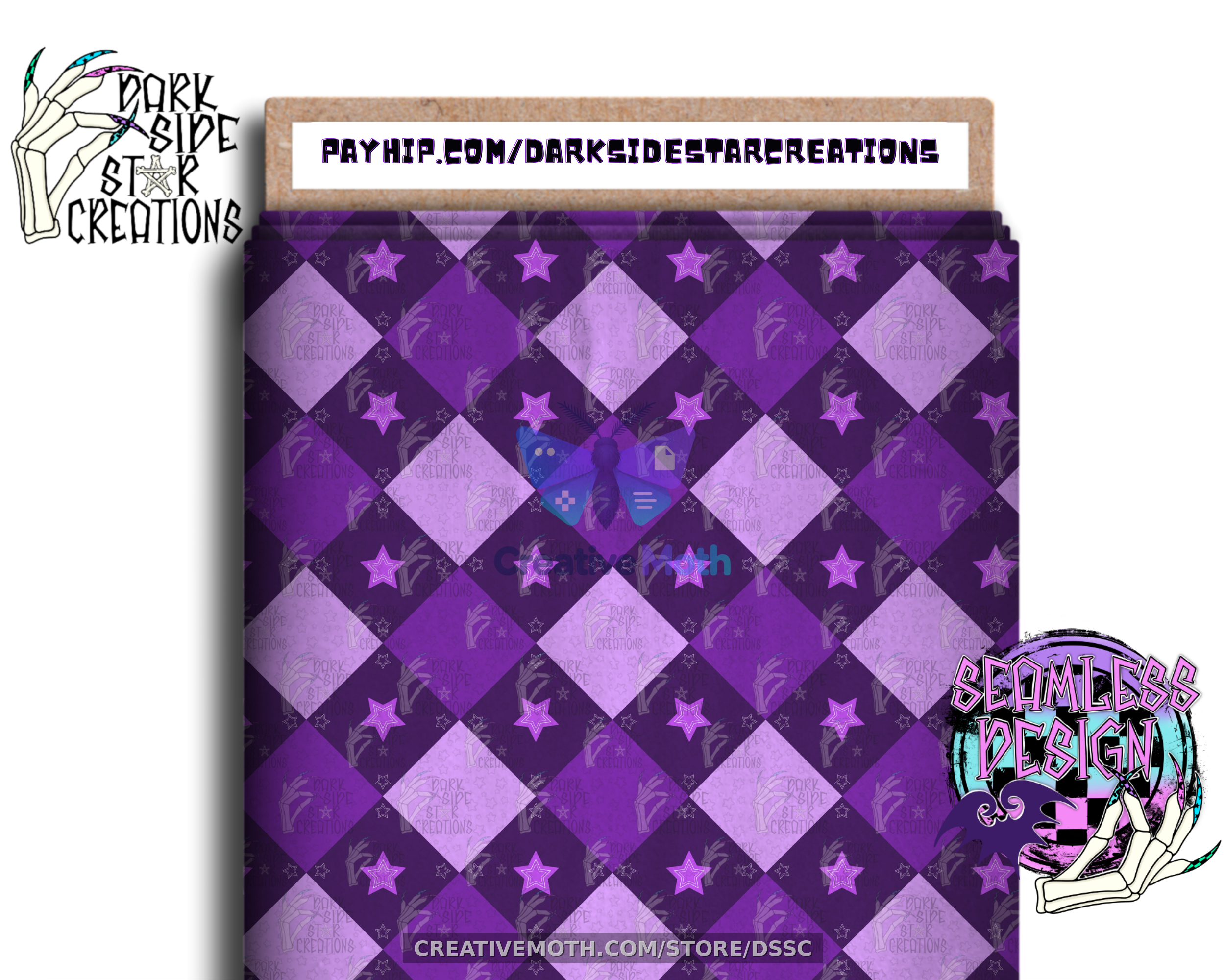 Purple Whimsy Fabric bolt mock