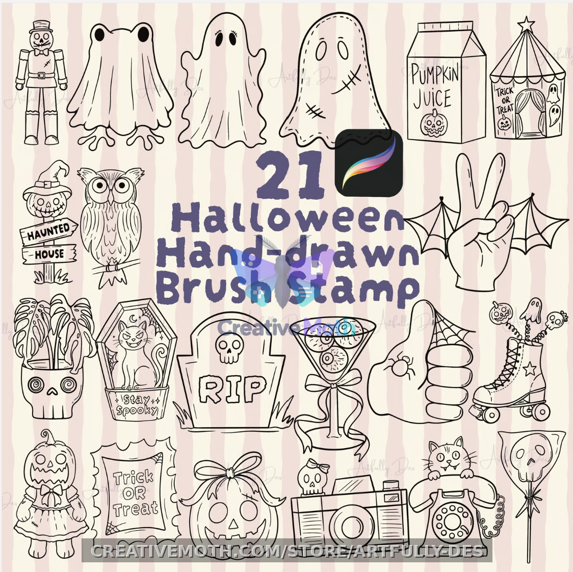 Halloween Procreate Brush Stamp preview image