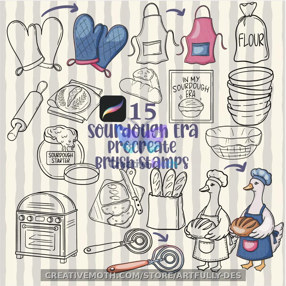 Sourdough Era Procreate Brush Stamp preview image