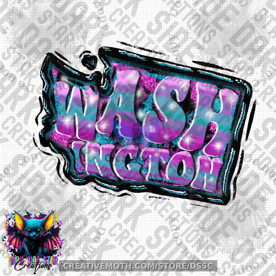 Washington Funky Colors Digital Creation | 300 DPI | PNG | Digital Files Only