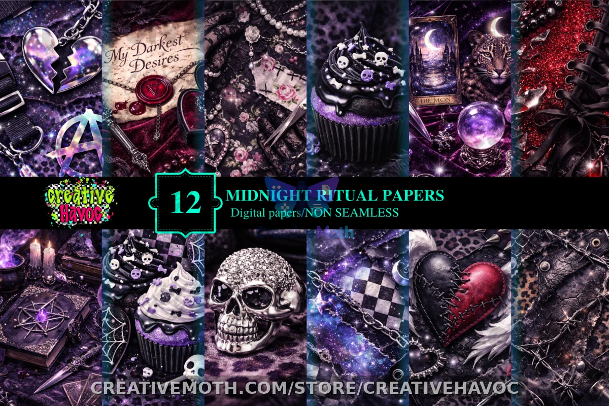 Midnight Ritual Digital Papers • 300 DPI Non‑Seamless Bundle preview image