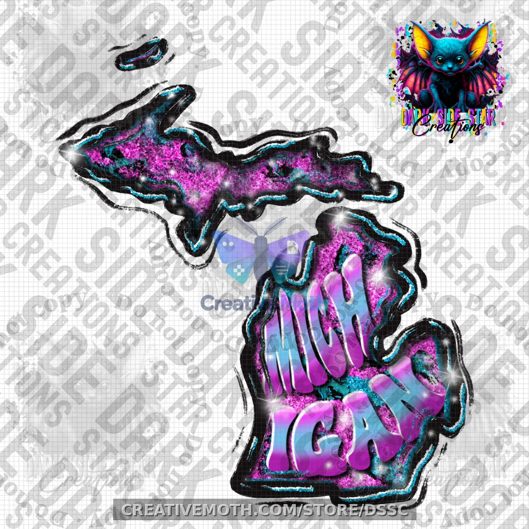 Funky Color Michigan Shape PNG | 300 DPI | PNG | Digital Files Only (1)