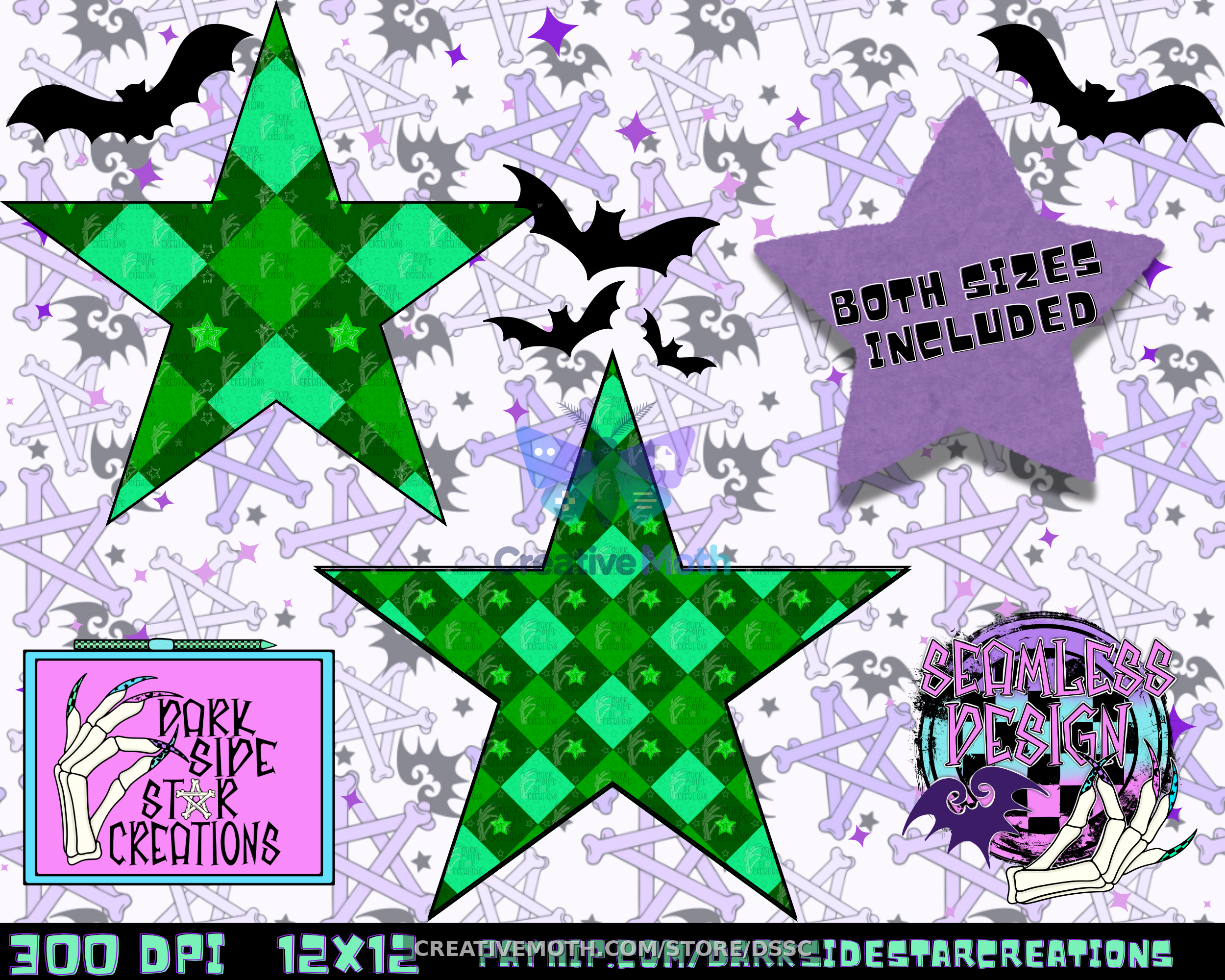 Argyle Stars Green  2 sizes