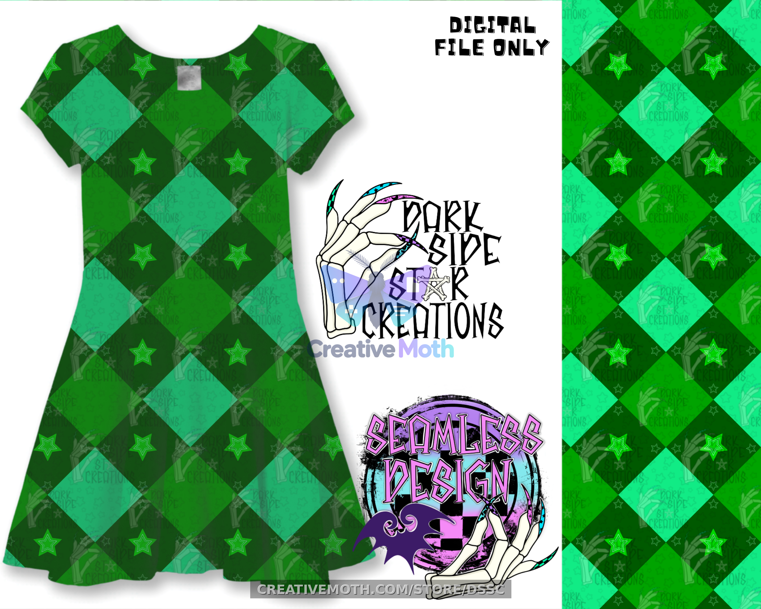 Argyle Stars Green Dress mock up