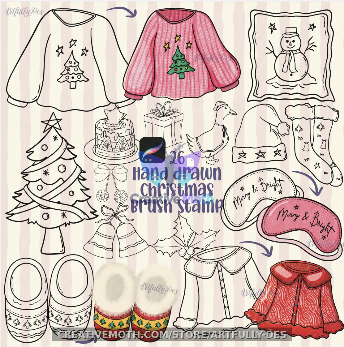 Christmas Procreate Brush Stamp preview image