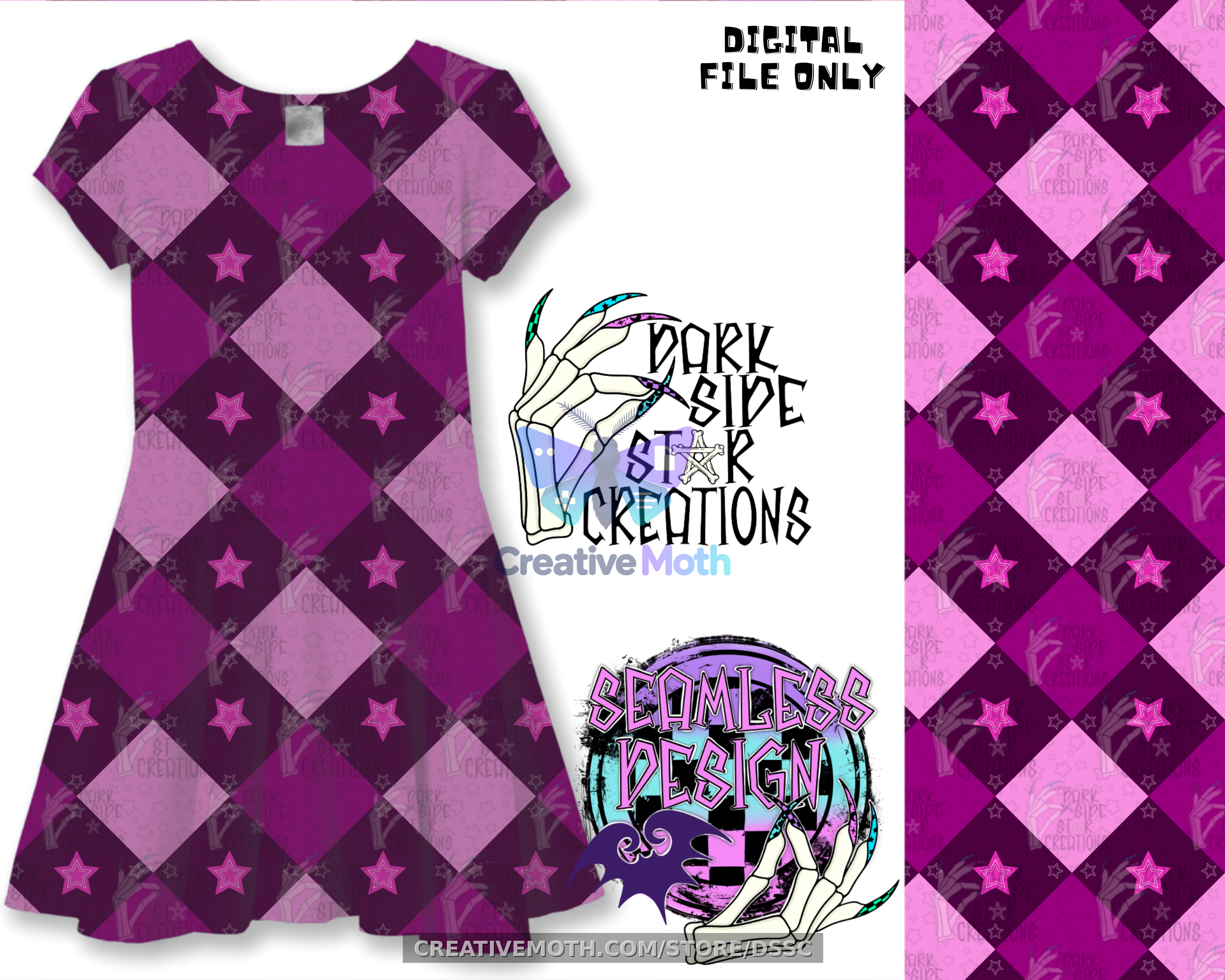 Argyle Stars Raspberry Dress mock