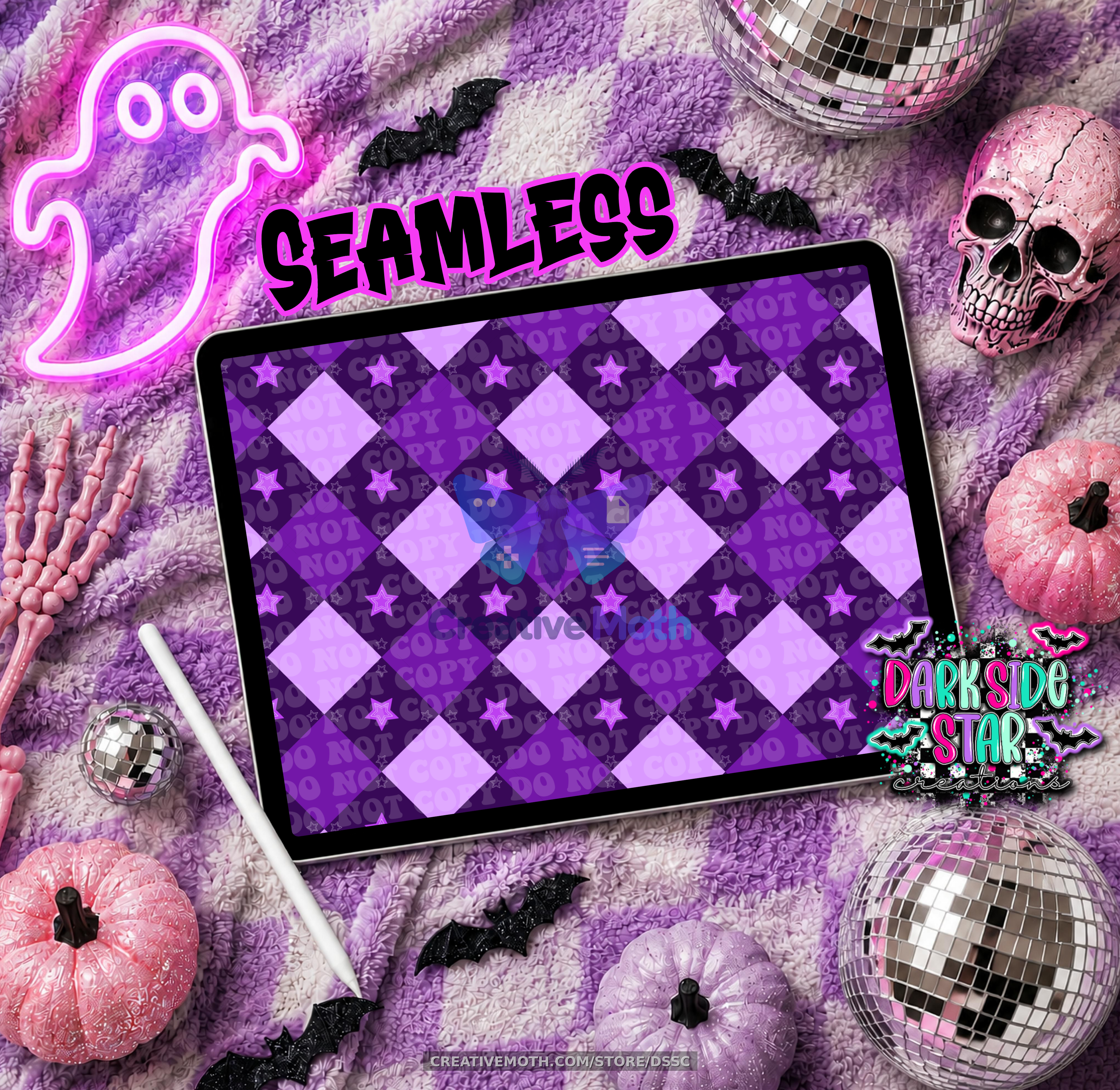 Purple Whimsy 12x12 300 DPI Seamless Design PNG preview image