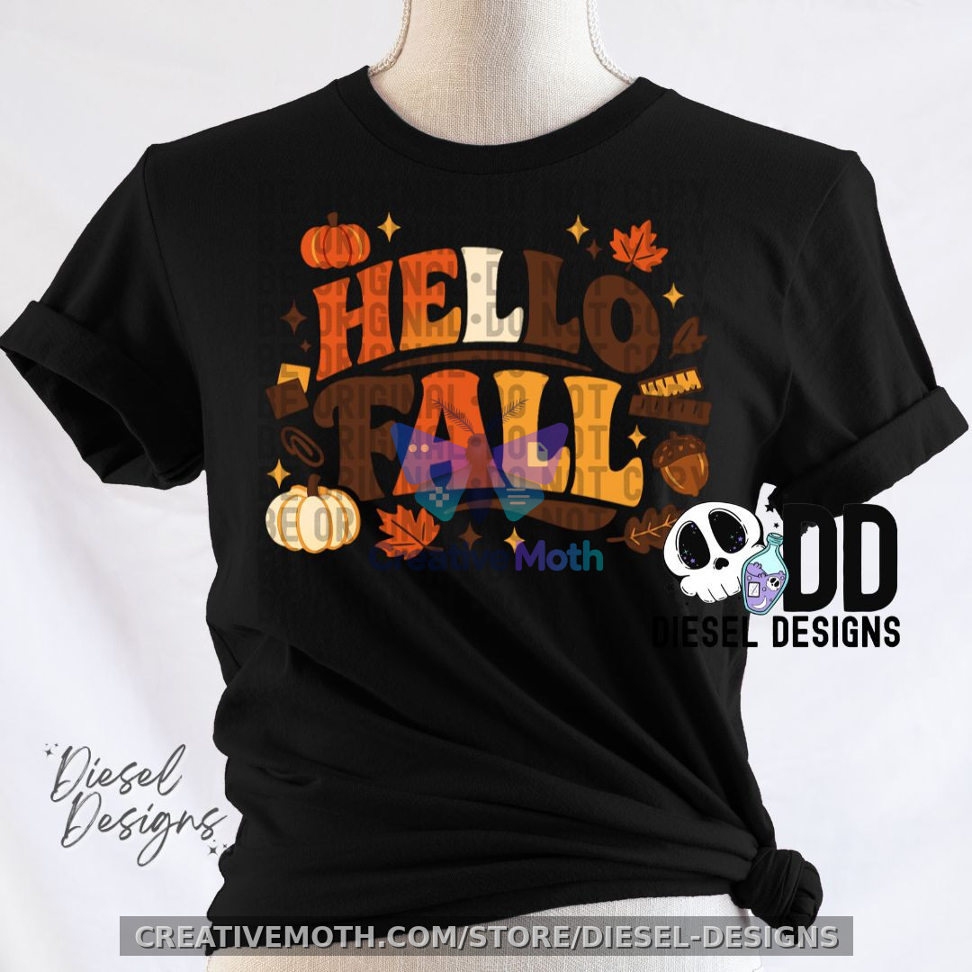 Hello Fall PNG Sublimation Design preview image