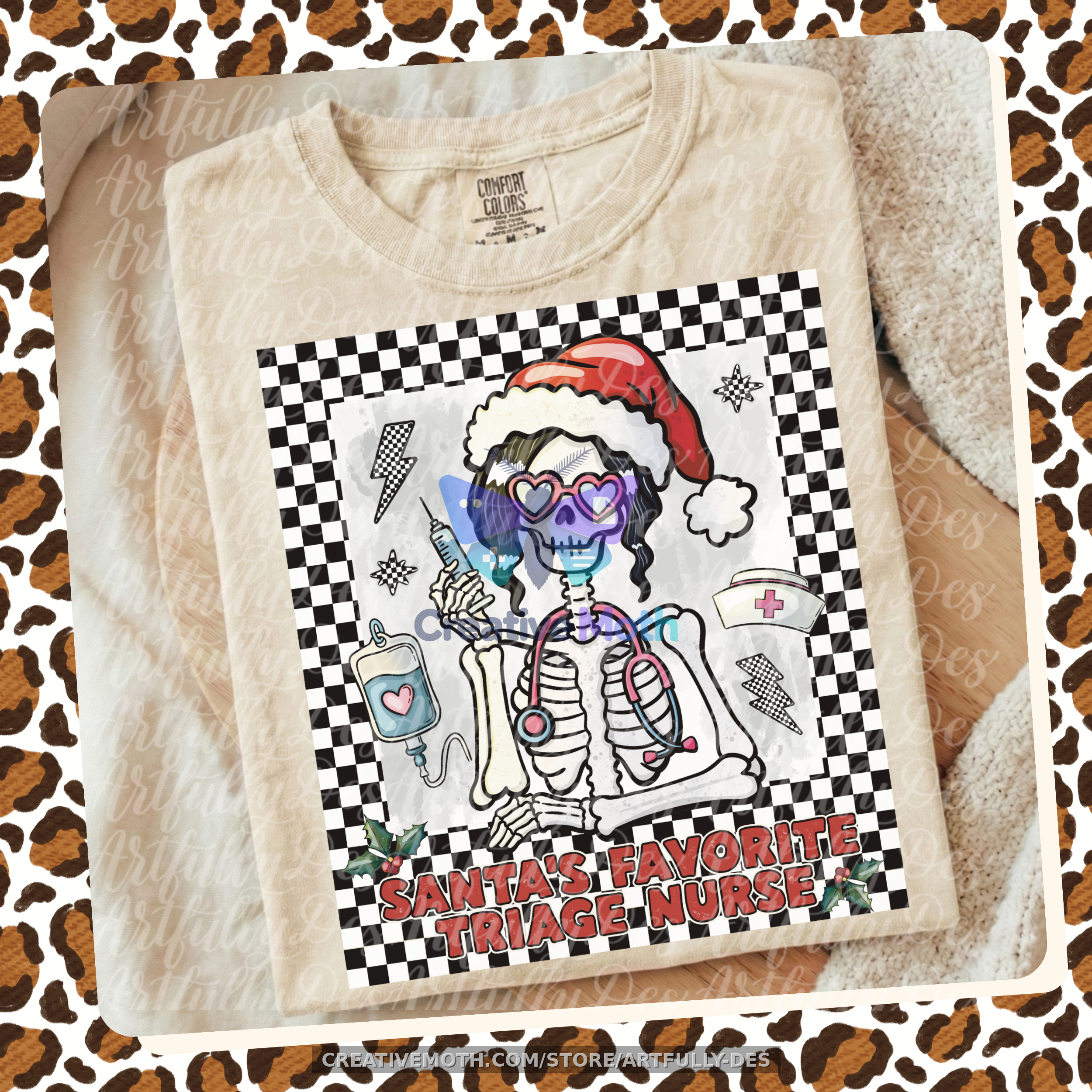 Spooky Nurse Christmas PNG Hand Drawn Ugly Christmas Design preview image