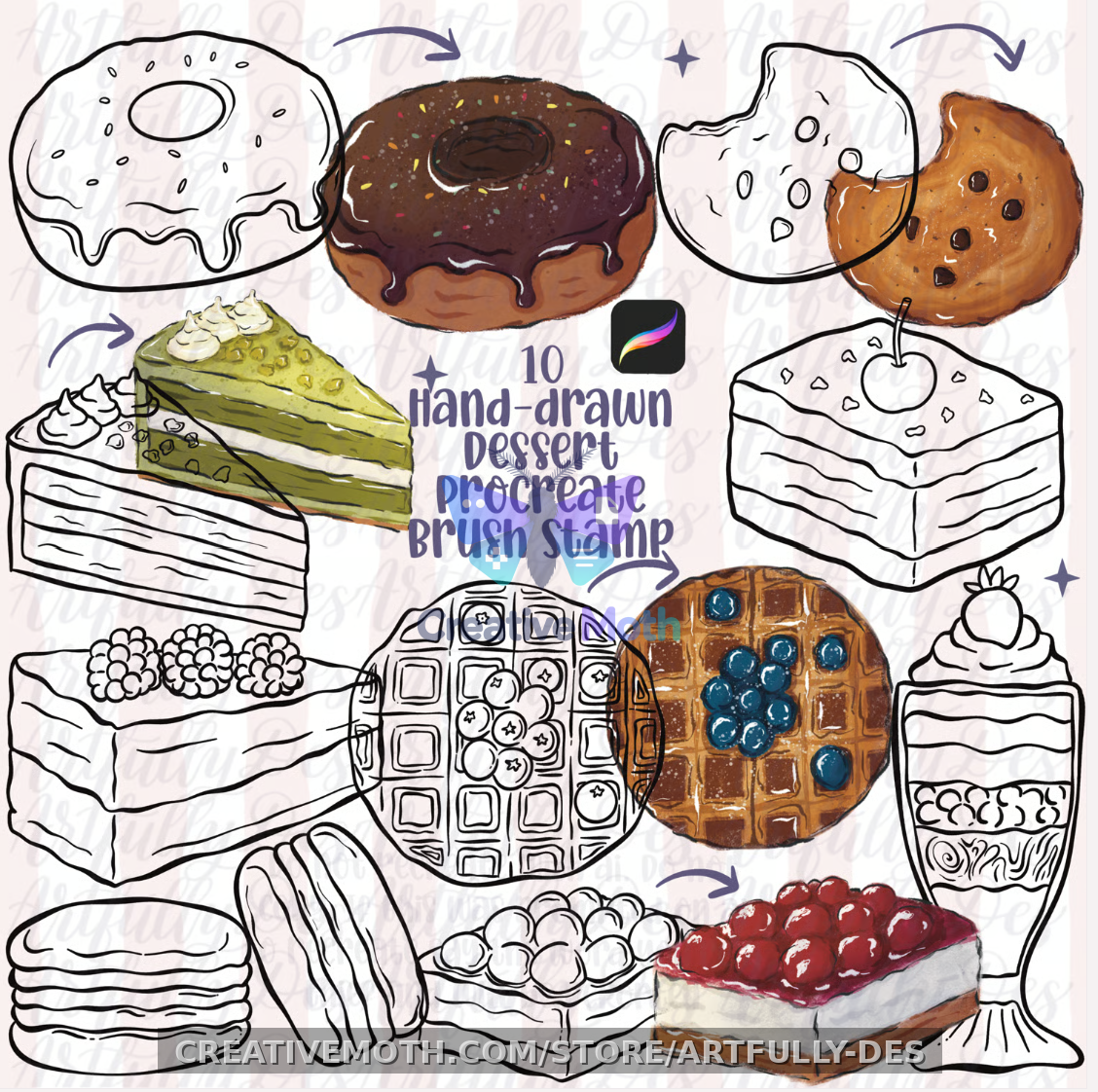 Dessert Procreate Brush Stamp Food Doughnut Waffle Sweets preview image