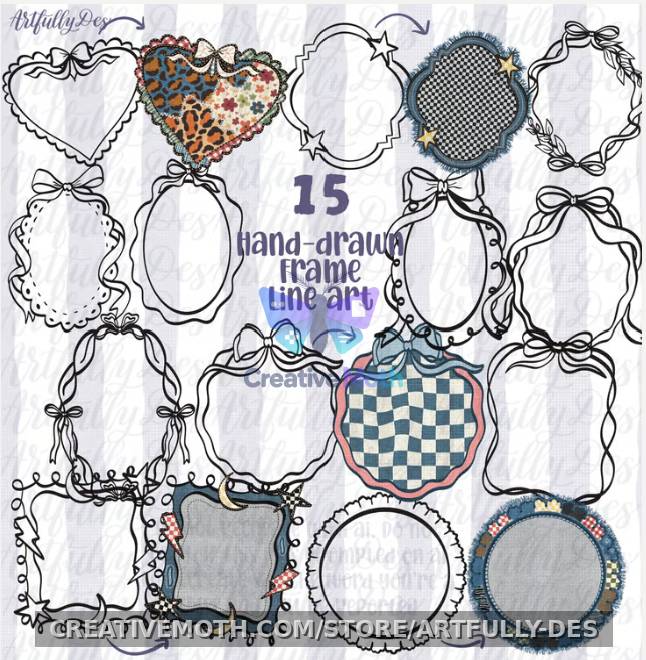 Frames Line Art Hand-drawn Border Outlines preview image