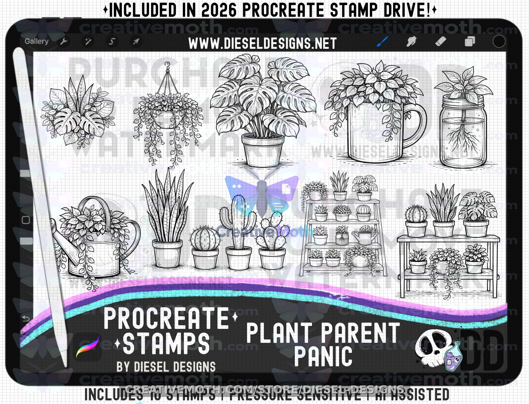 Plant Parent Panic – Procreate Plant & Houseplant Stamp Set preview image