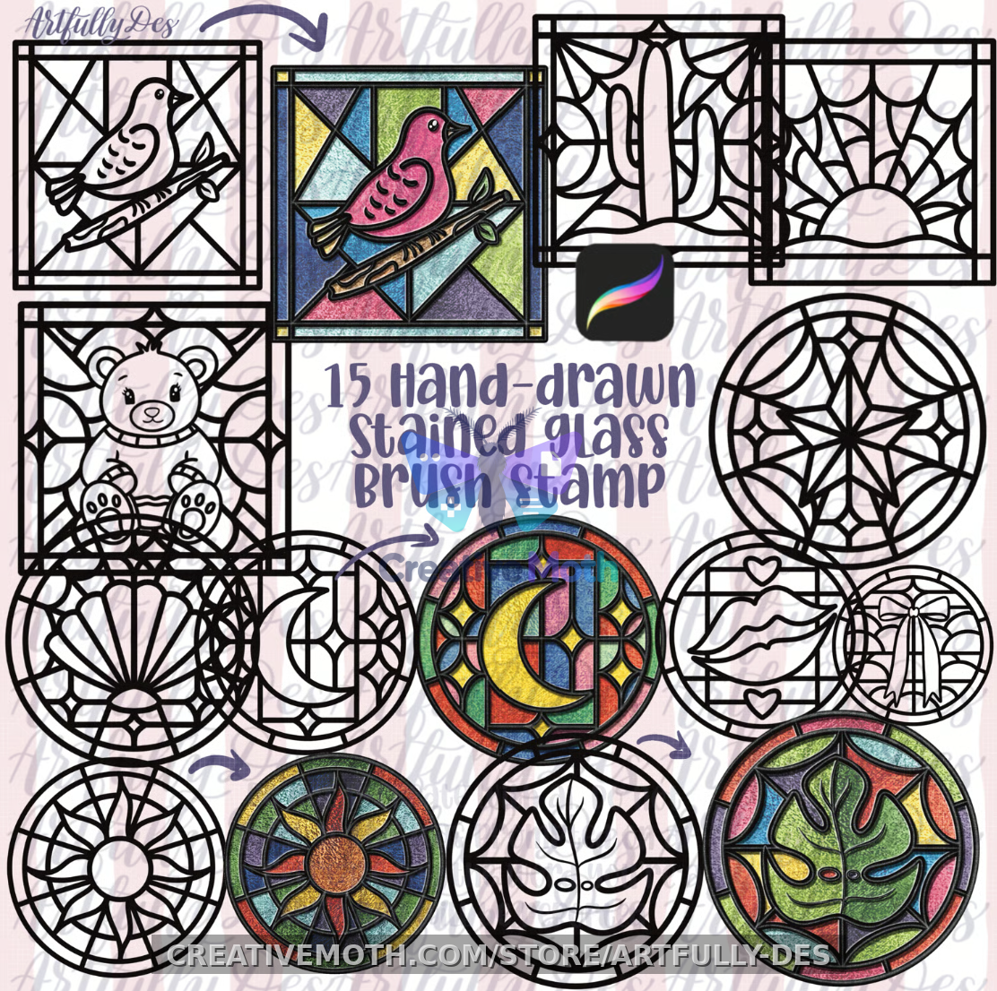 Stained Glass Procreate Brush Stamp preview image