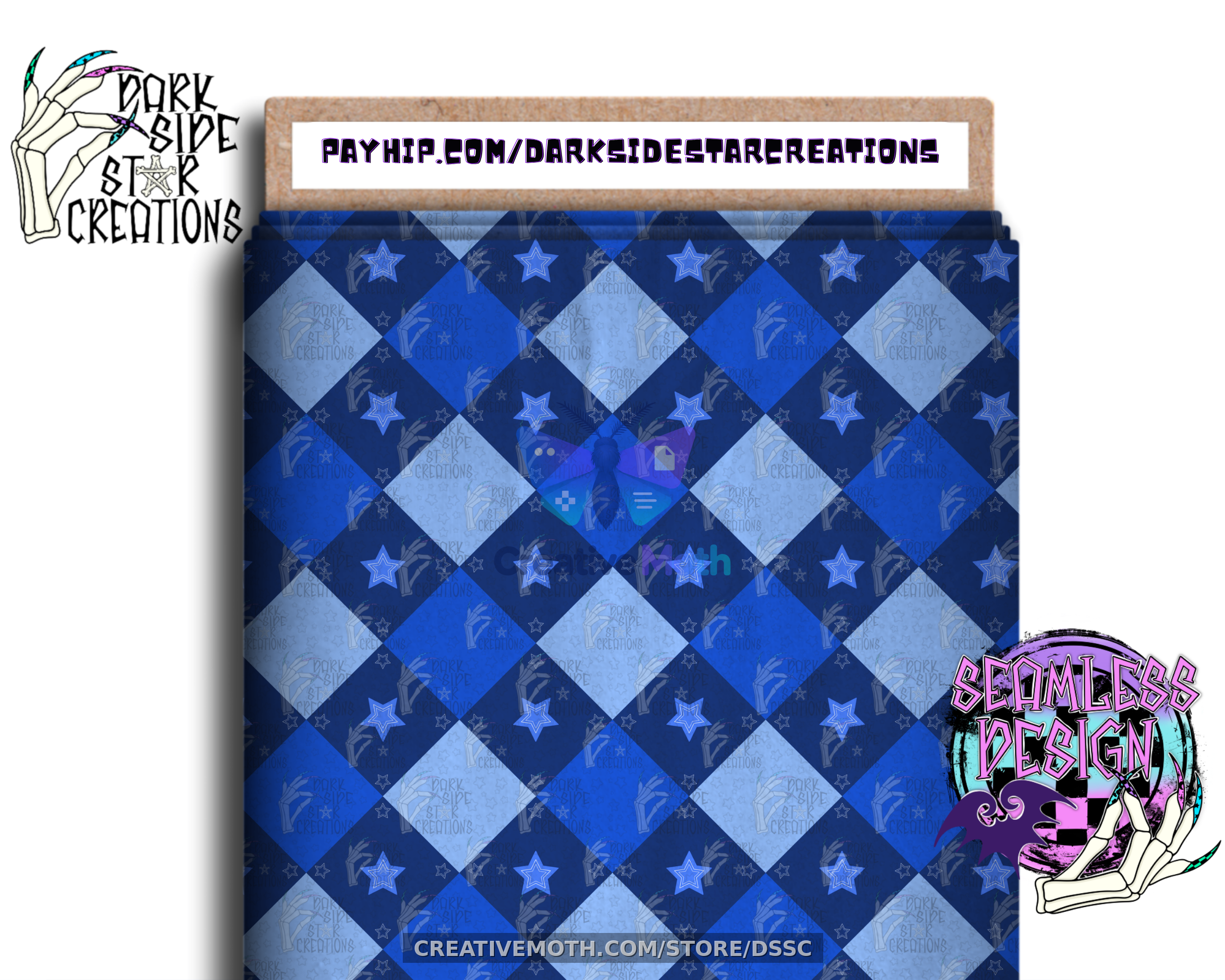 Argyle Stars Blue Fabric bolt mock