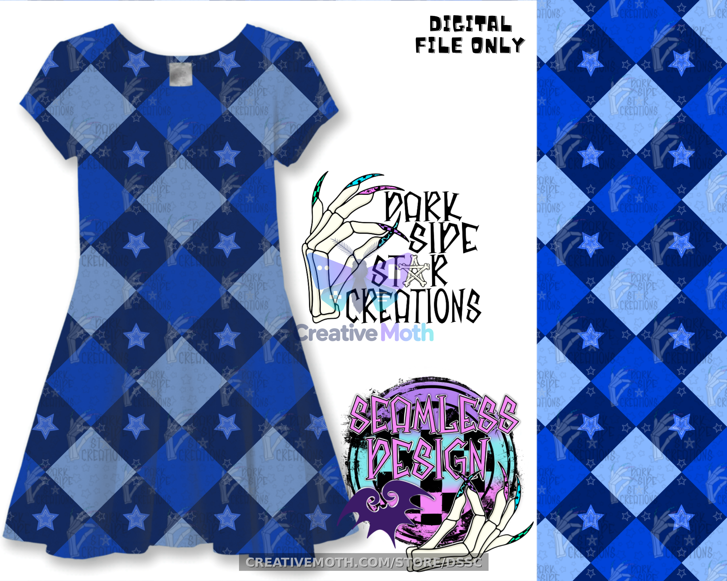 Argyle Stars Blue Dress mock up