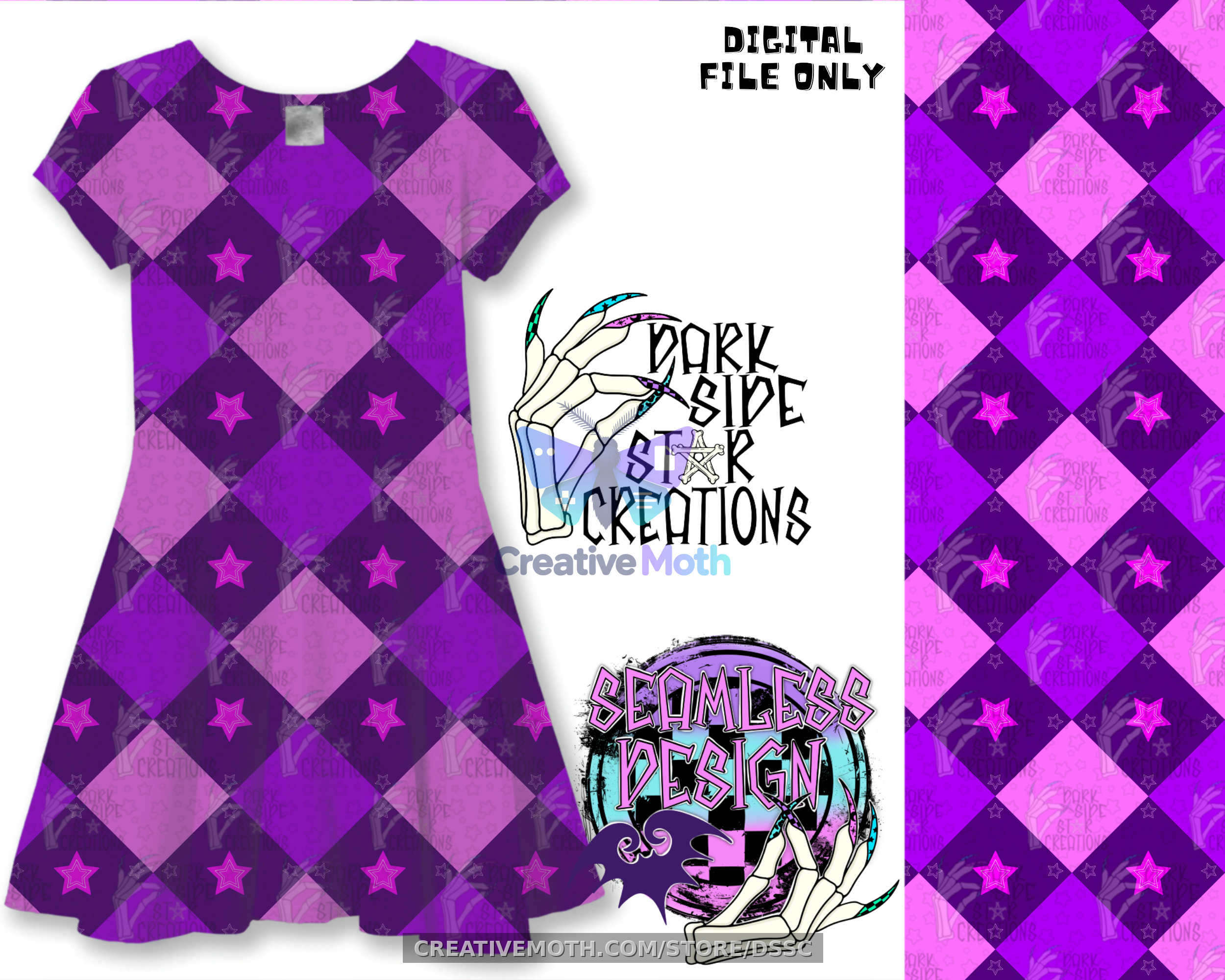 Purpley Pink Argyle Stars Dress mock