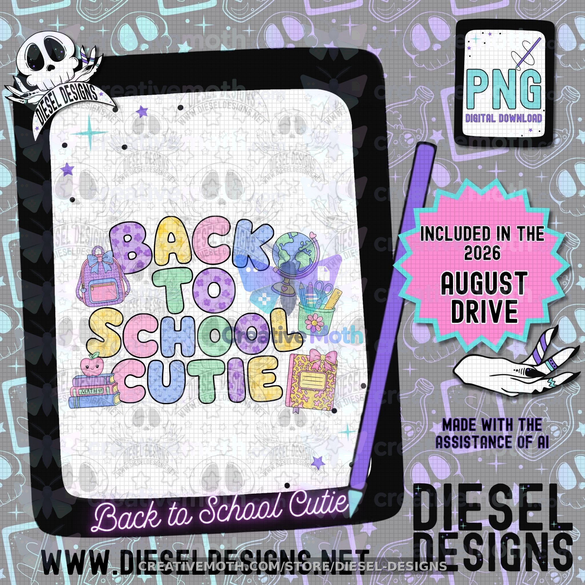 Back to School Cutie PNG | Cute School Sublimation Design | Teacher Student Shirt Graphic preview image