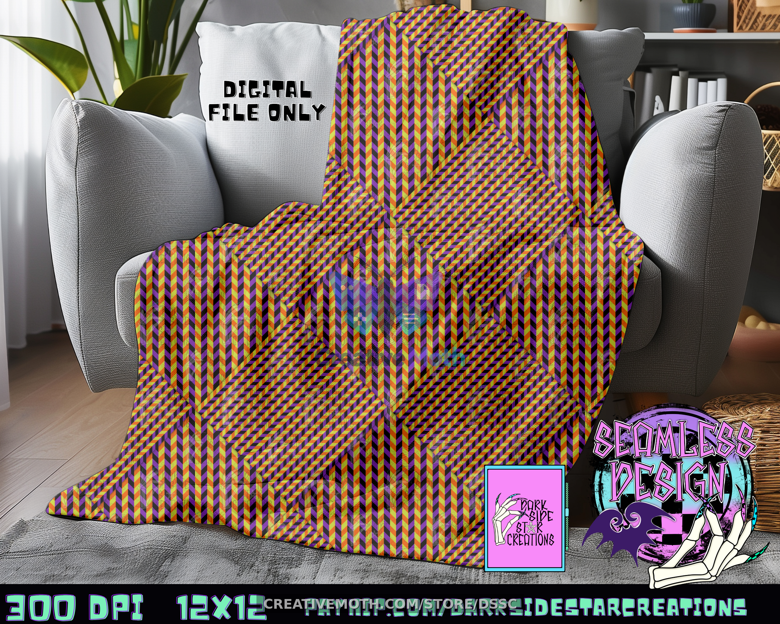 Blanket mock up Optical Illusion Chevron