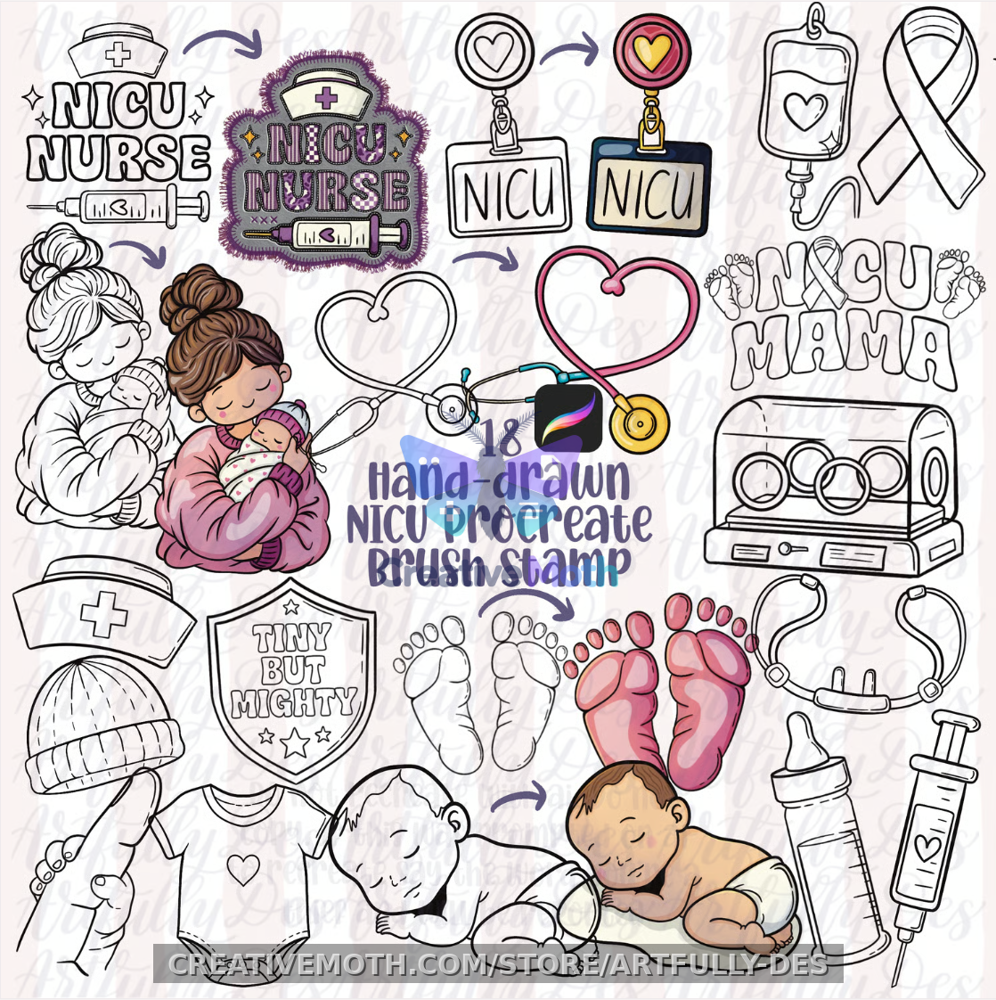 NICU Mom Procreate Brush Stamp Nicu Baby Nicu Nurse preview image