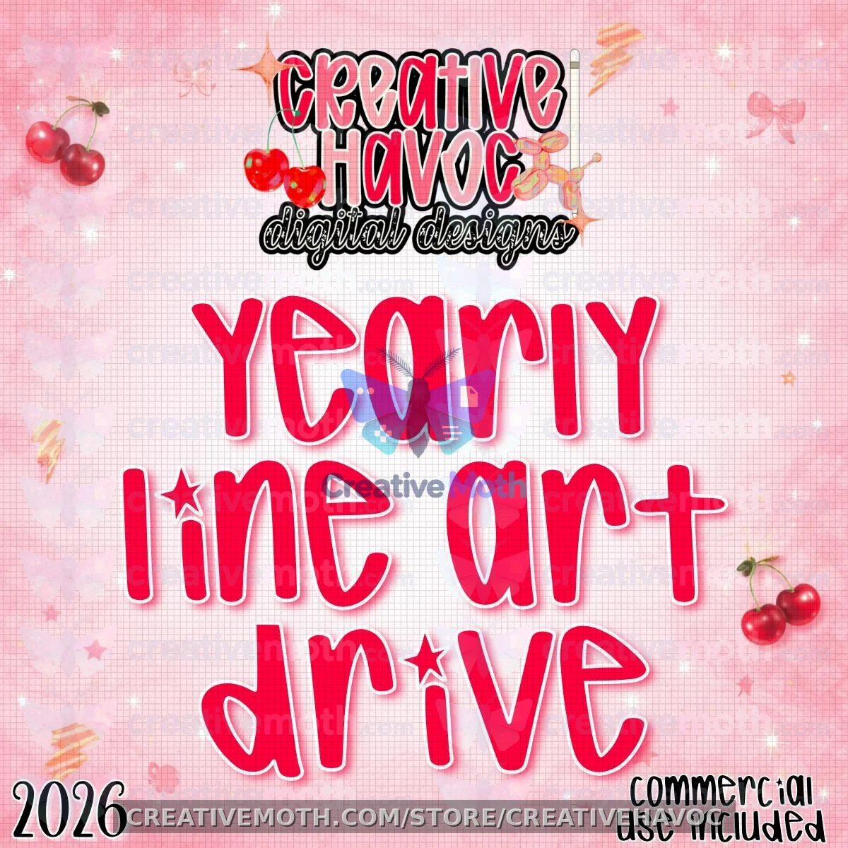 2026 Yearly Line Art Drive | Commercial Use Outlines preview image
