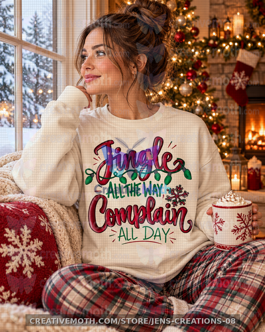 Jingle All the Way Complain All Day PNG | Funny Christmas Digital Download | Sassy Holiday Shirt Design | Christmas DTF Sublimation Design preview image