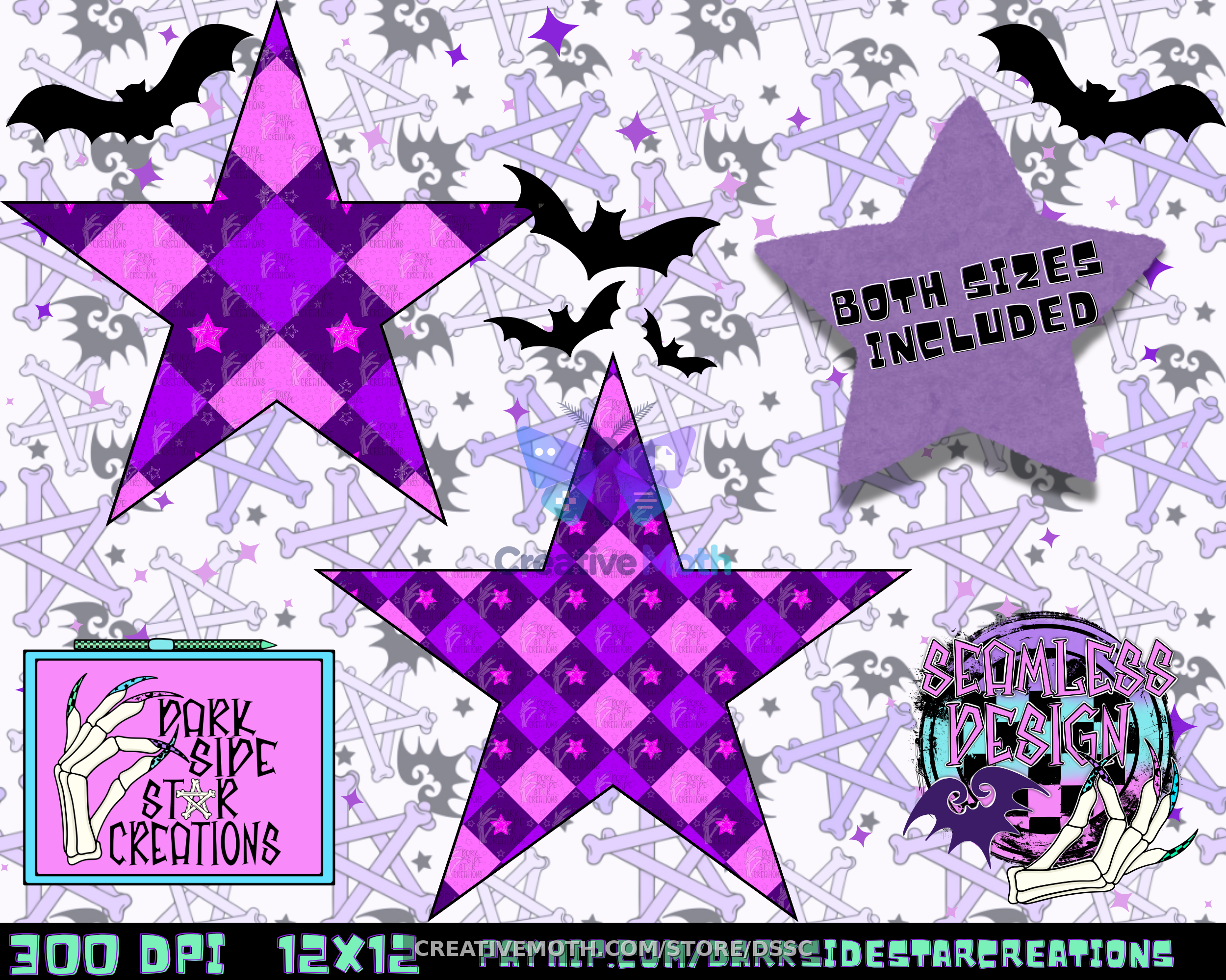 Purpley Pink Argyle Stars 2 sizes