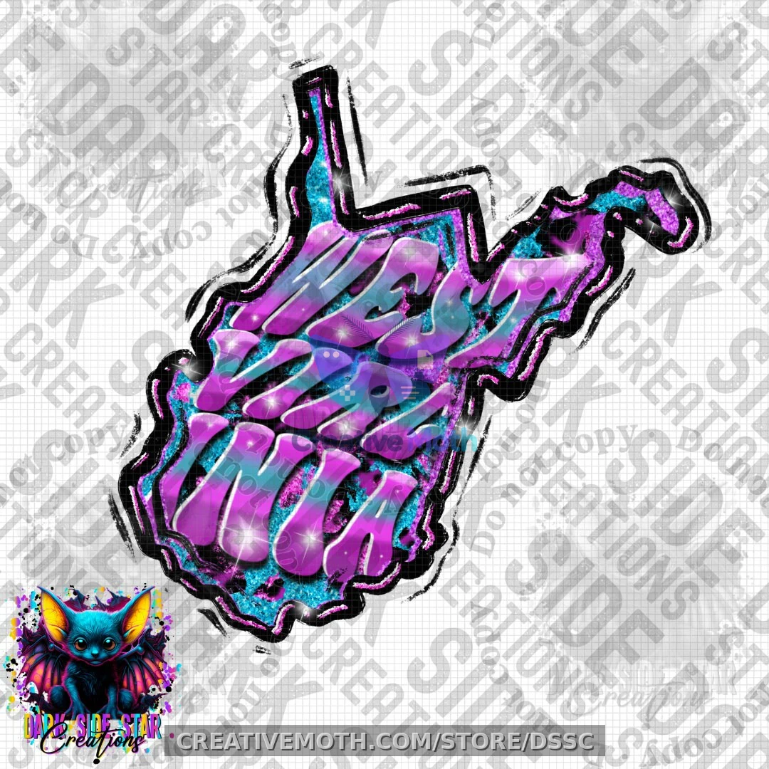 West Virginia Funky Colors Digital Creation | 300 DPI | PNG | Digital Files Only