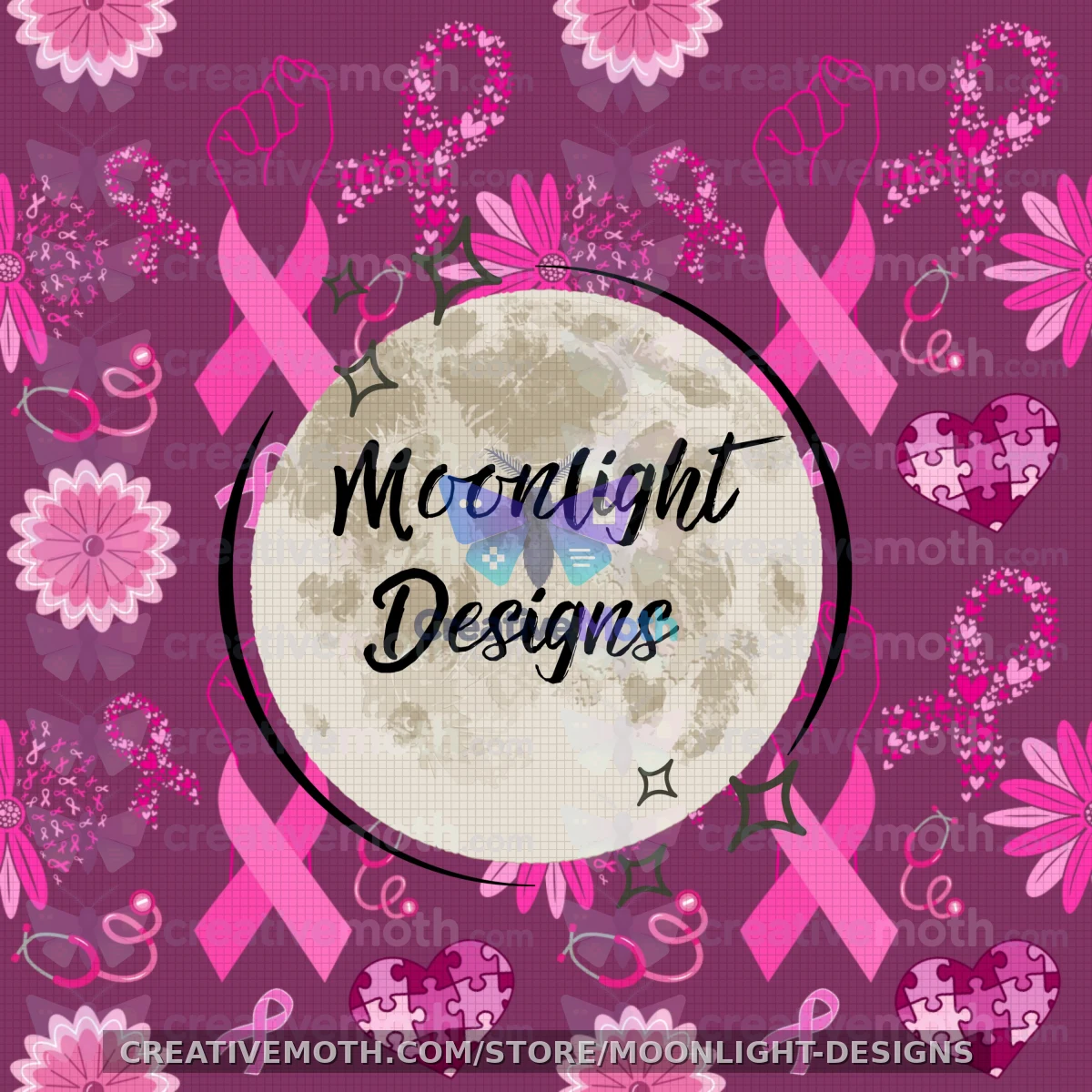 Pink ribbon flower seamless preview image