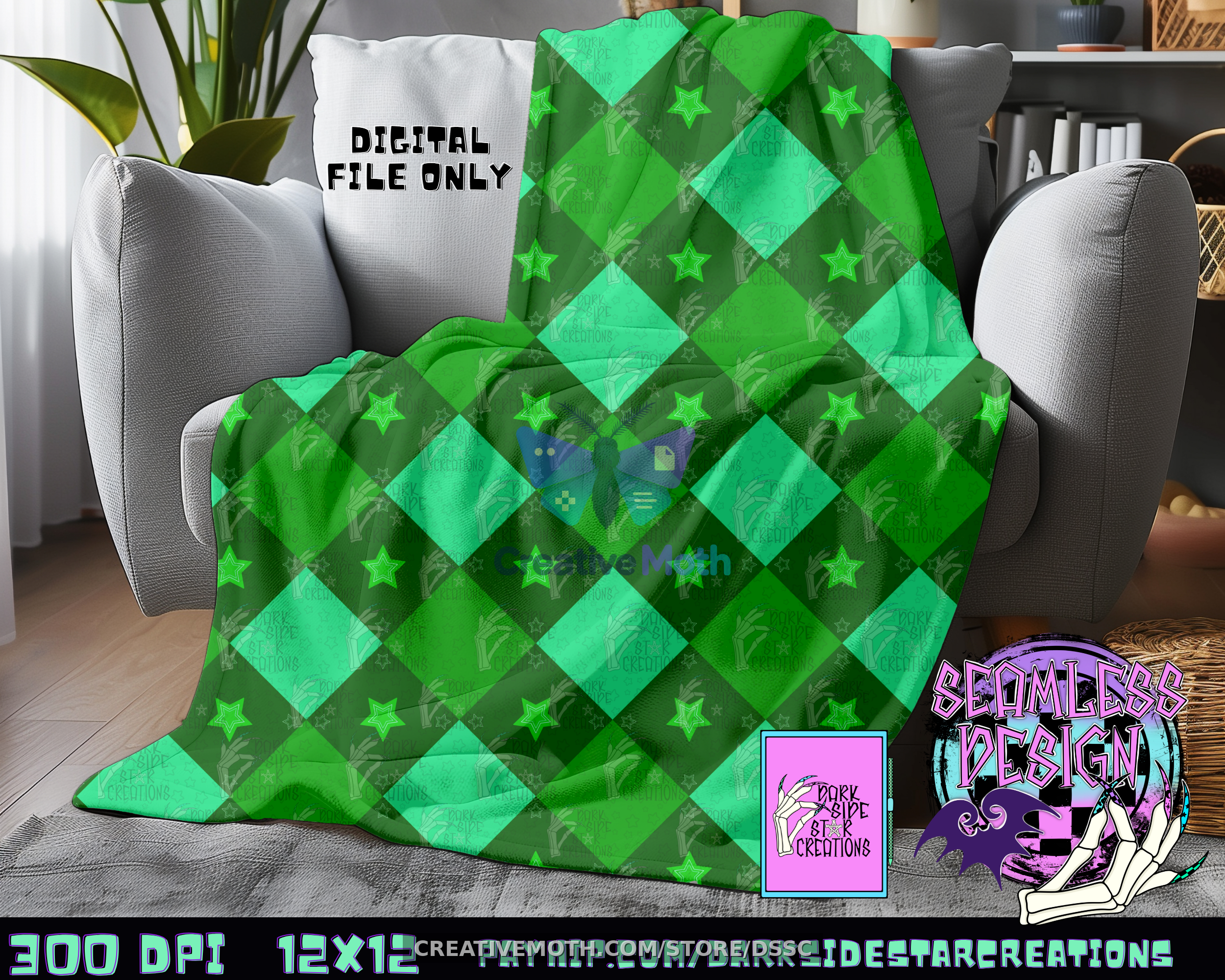 Argyle Stars Green Blanket mock