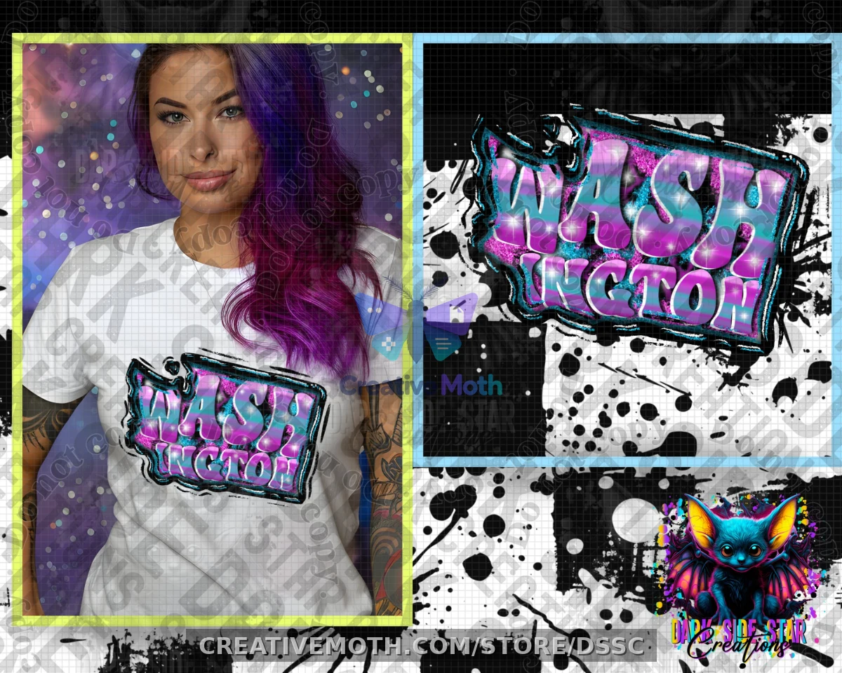 Washington Funky Colors Digital Creation | 300 DPI | PNG | Digital Files Only preview image