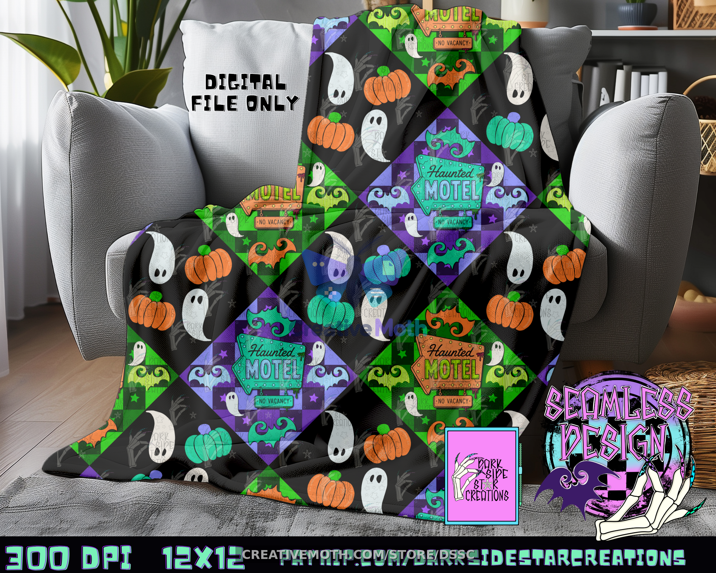 Blanket mock up spooky hotel seamless