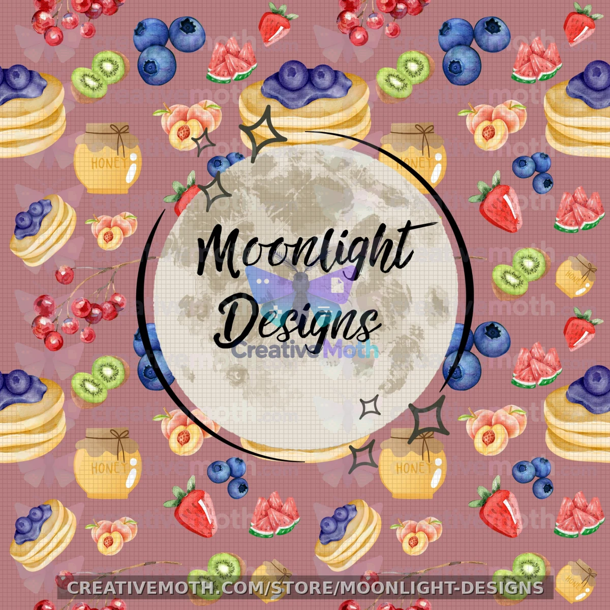 Pancakes and fruit seamless preview image