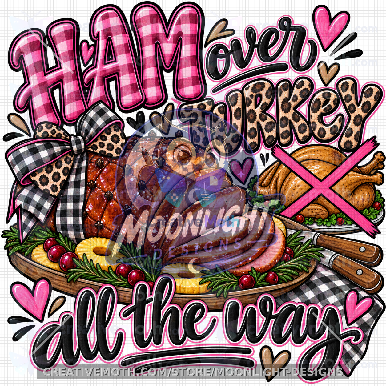 Thanksgiving Foodie Sayings PNG Bundle | 9 Funny Thanksgiving & Southern Food Designs | Leopard Print, Pink Bows, Turkey & Fall Sublimation Graphics preview image